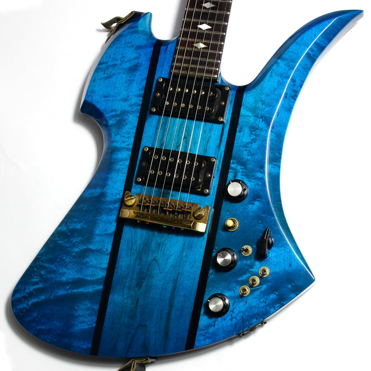1980 BC Rich USA Mockingbird Transparent Blue Flamed Maple w