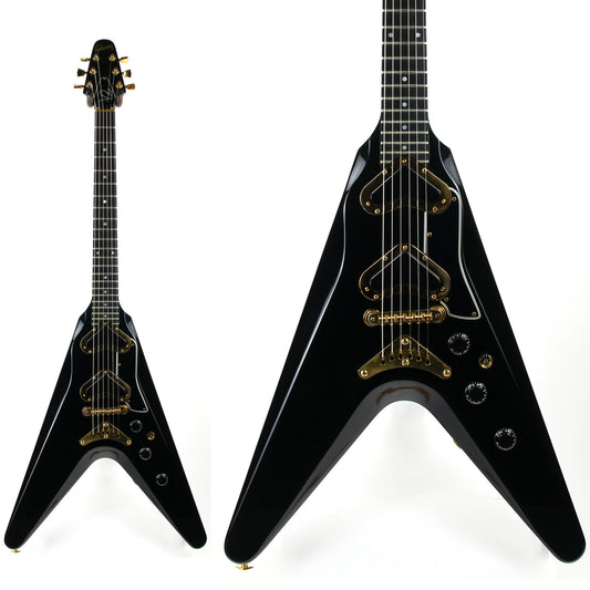 1981 Gibson Flying V2 Ebony Black Boomerang Pickups Rare V