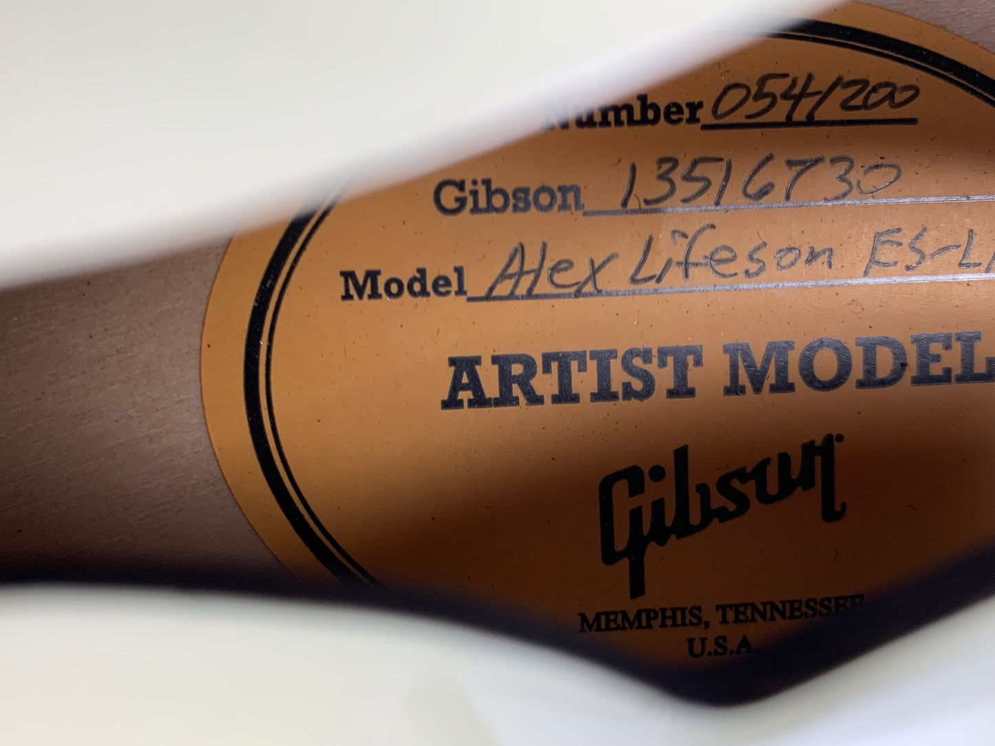 2017 Gibson Memphis Alex Lifeson Rush ES Les Paul Custom White Signature Model