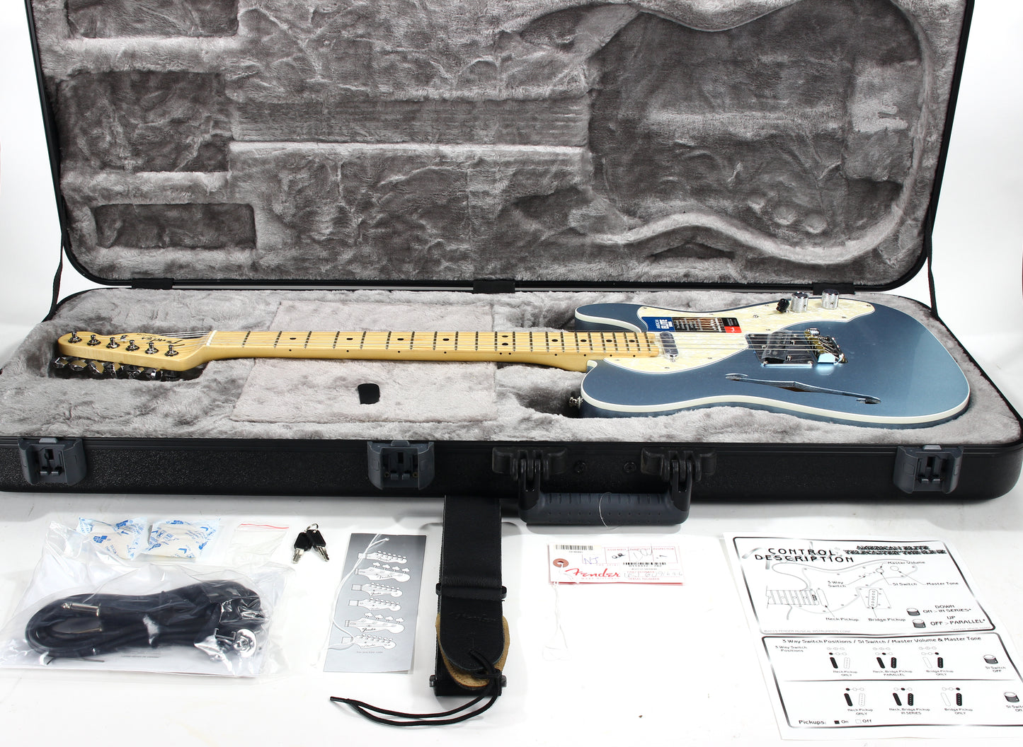 2016 Fender USA American Elite Telecaster Thinline - MYSTIC BLUE ICE! Maple Fingerboard Tele, MINT!