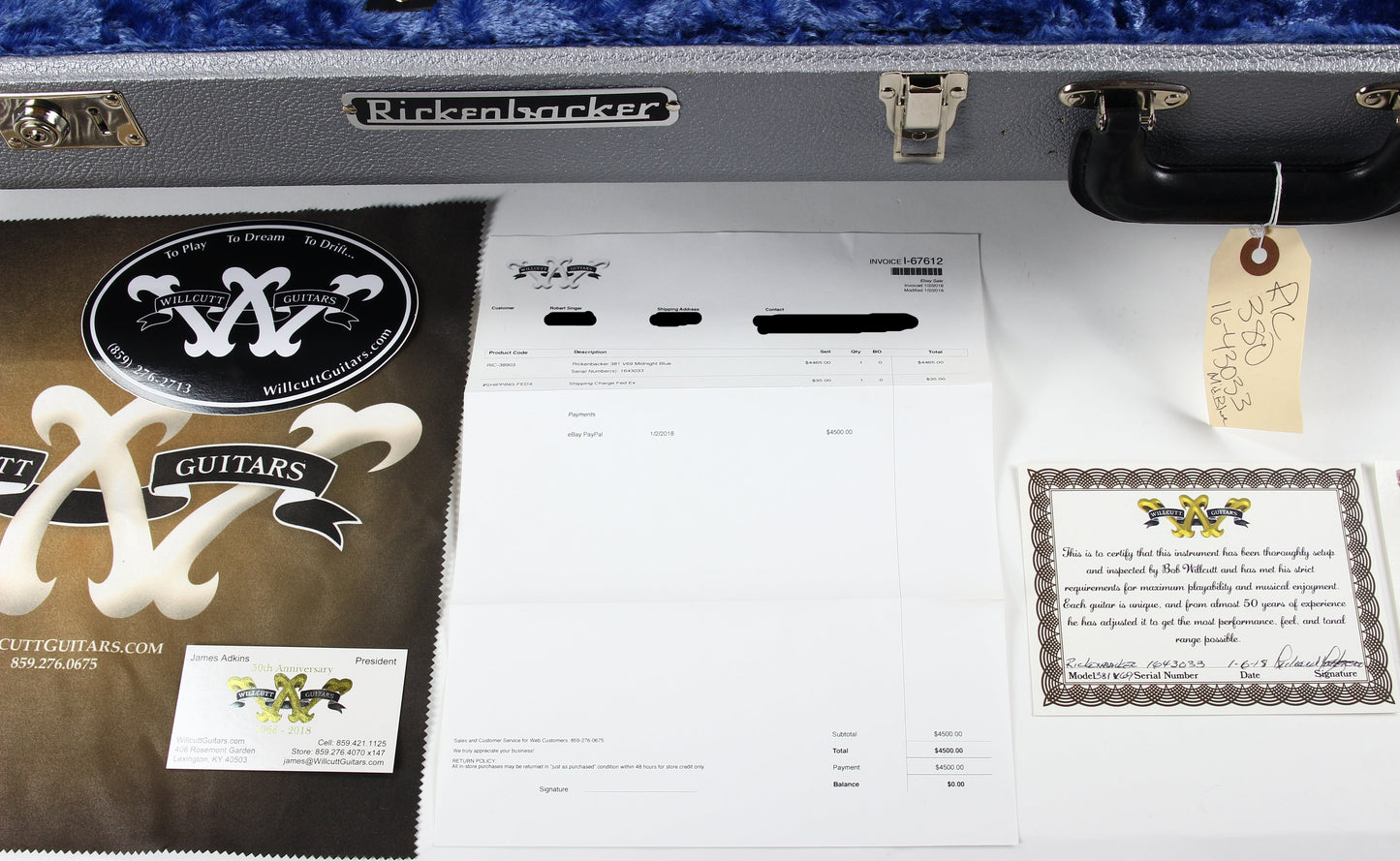 2016 Rickenbacker 381 V69 Midnight Blue MID Checkerboard Binding