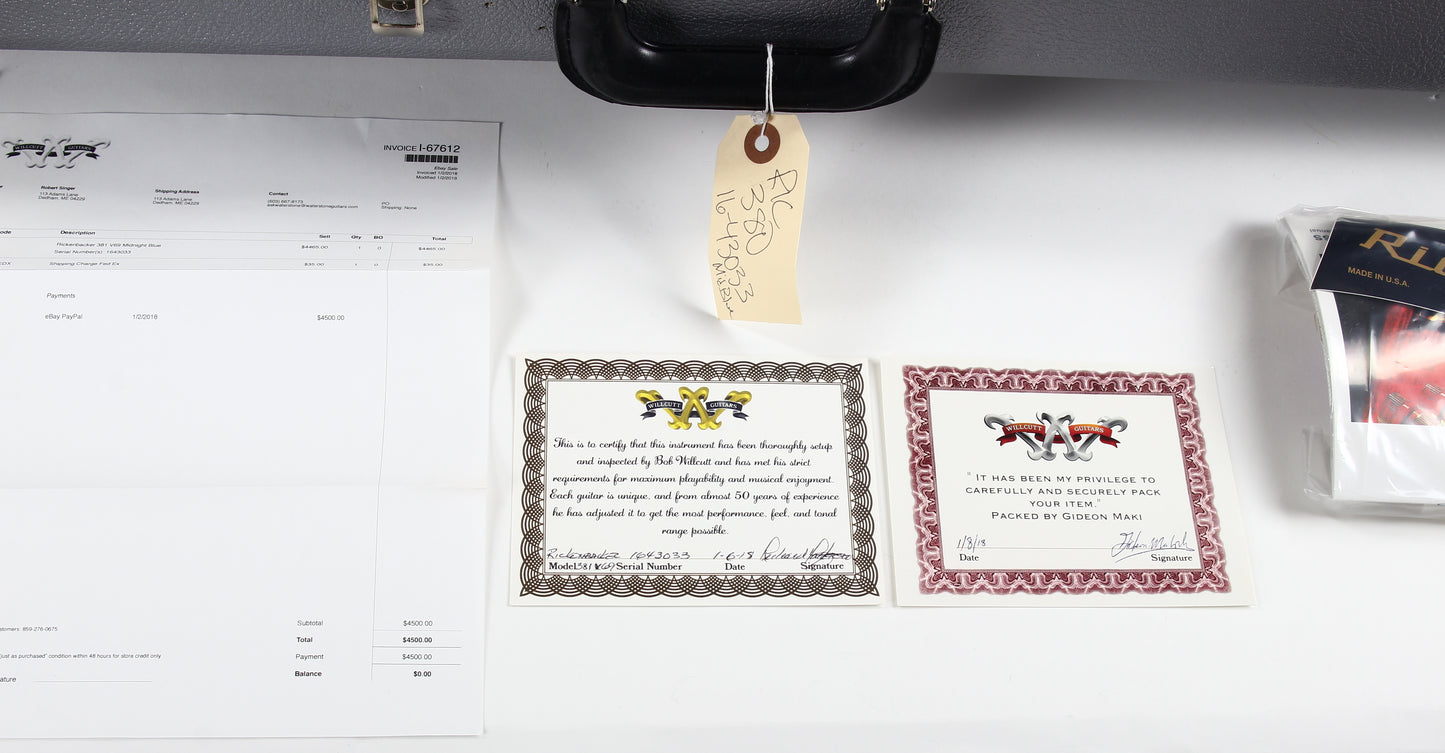 2016 Rickenbacker 381 V69 Midnight Blue MID Checkerboard Binding