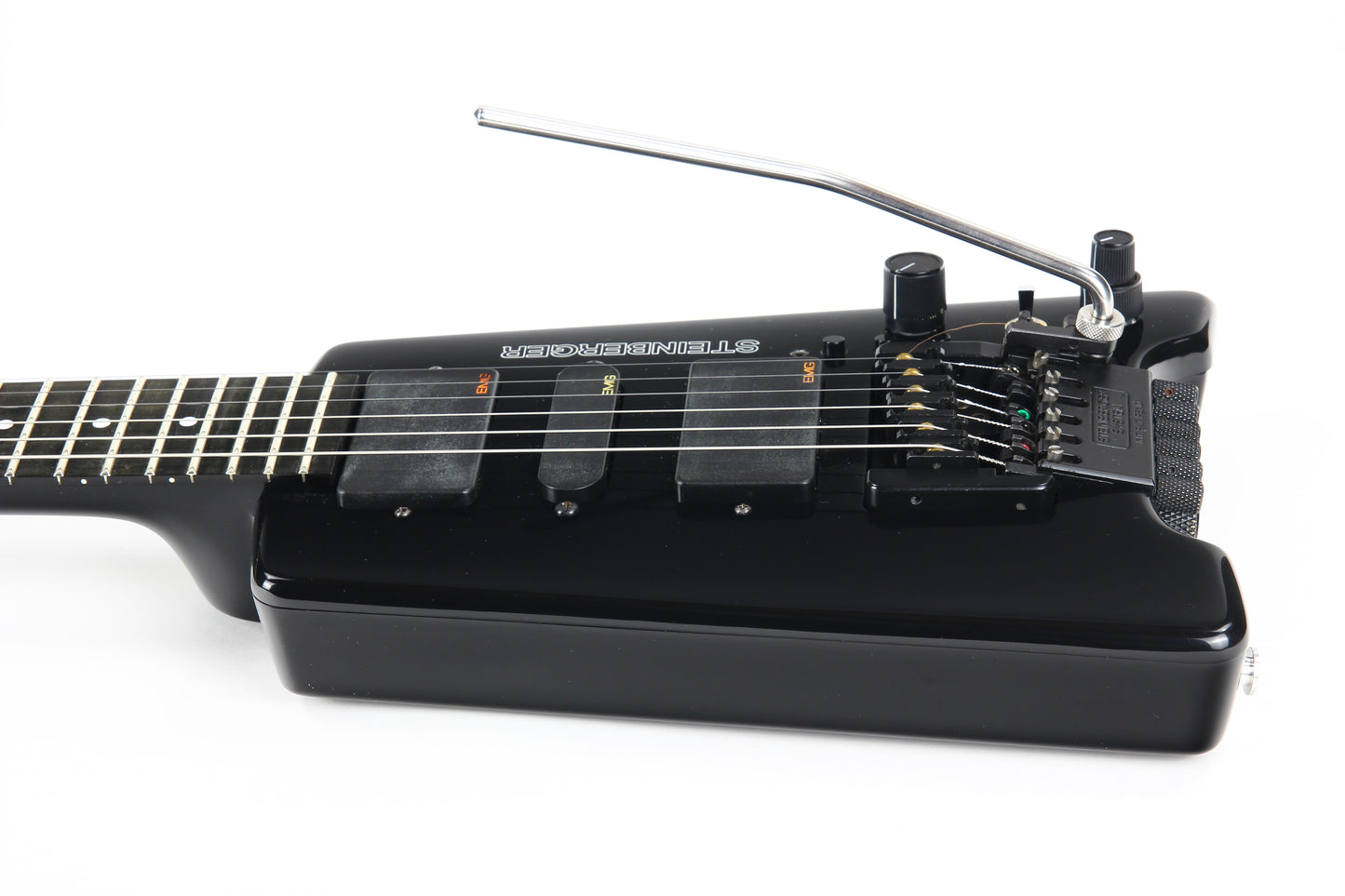 1997 Steinberger GL7TA Trans Trem Headless Electric Guitar | Original Hard Case and Tags, Black, CLEAN!