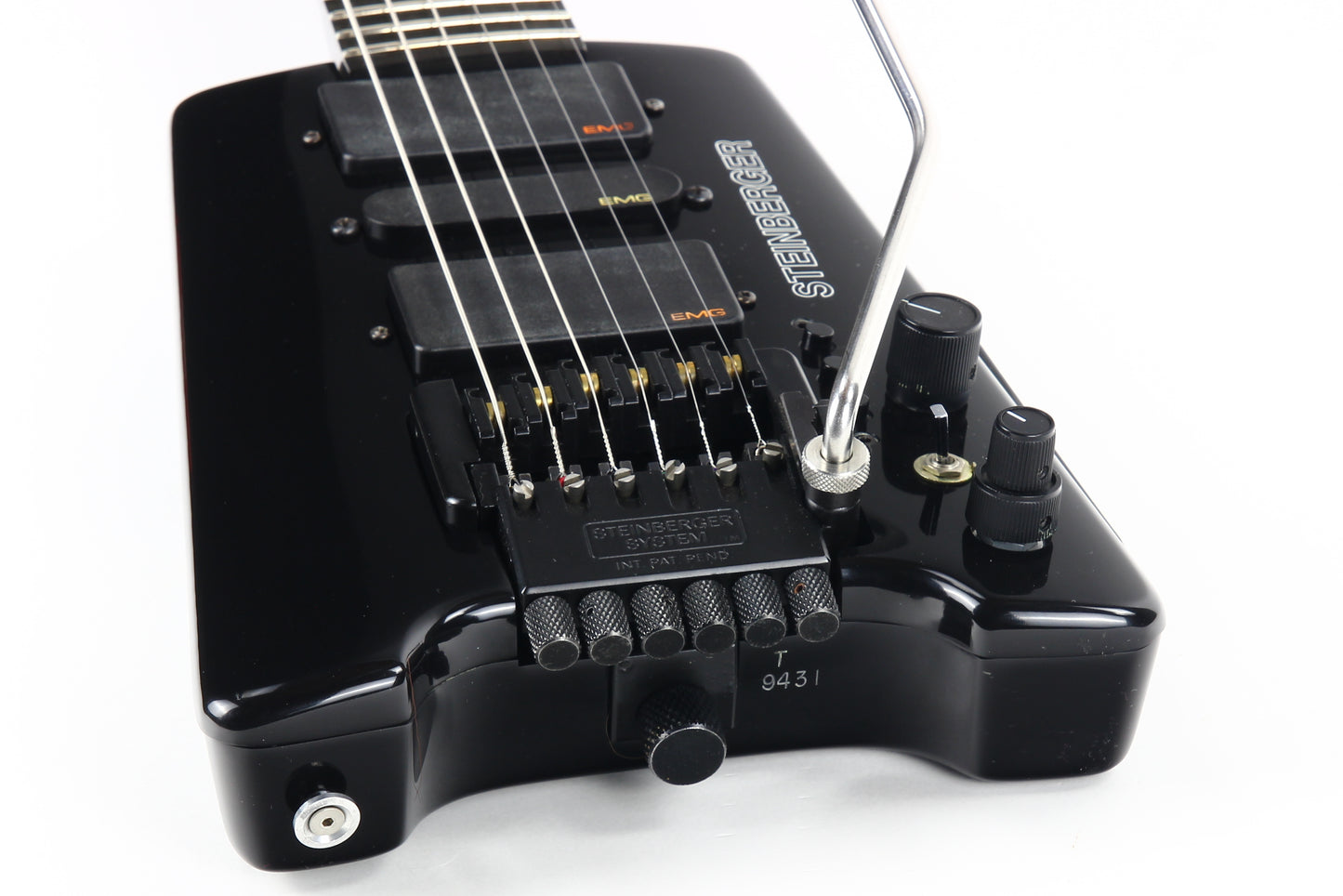 1997 Steinberger GL7TA Trans Trem Headless Electric Guitar | Original Hard Case and Tags, Black, CLEAN!