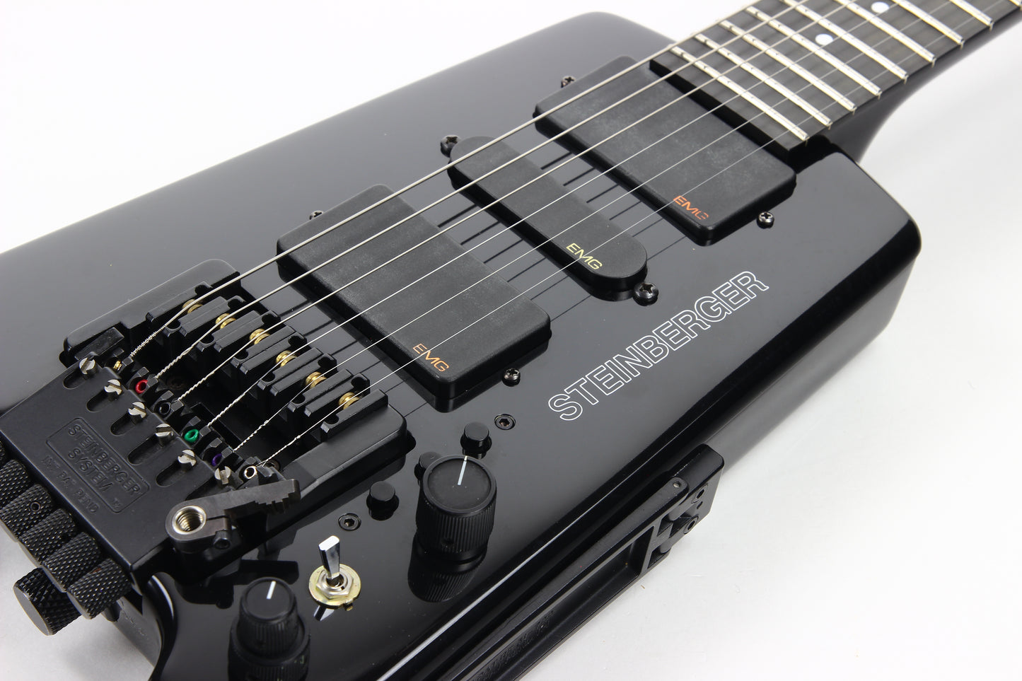 1997 Steinberger GL7TA Trans Trem Headless Electric Guitar | Original Hard Case and Tags, Black, CLEAN!