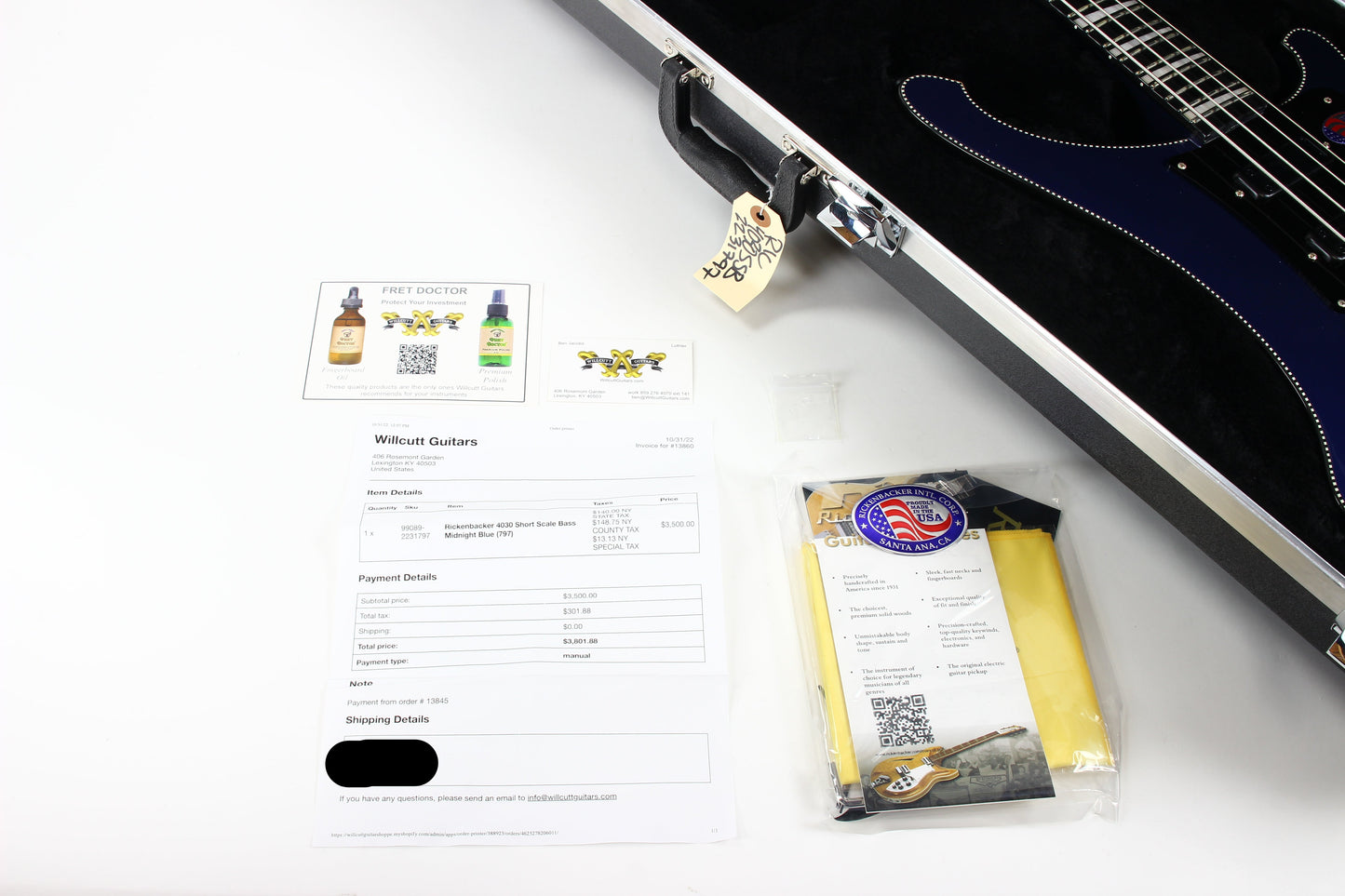2022 Rickenbacker 4030 Short Scale Bass Midnight Blue Checkerboard Binding CB 4003