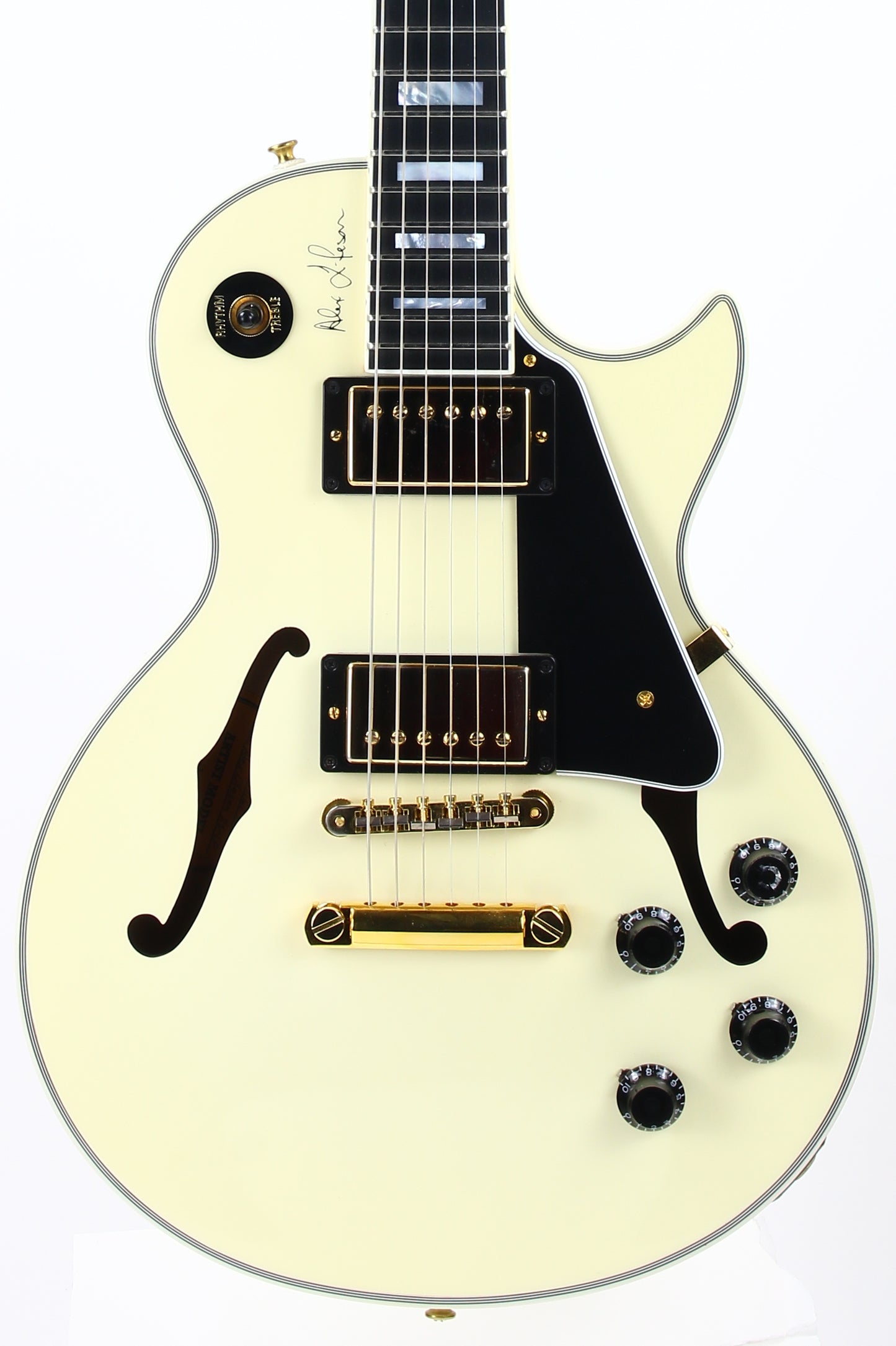 2017 Gibson Memphis Alex Lifeson Rush ES Les Paul Custom White Signature Model