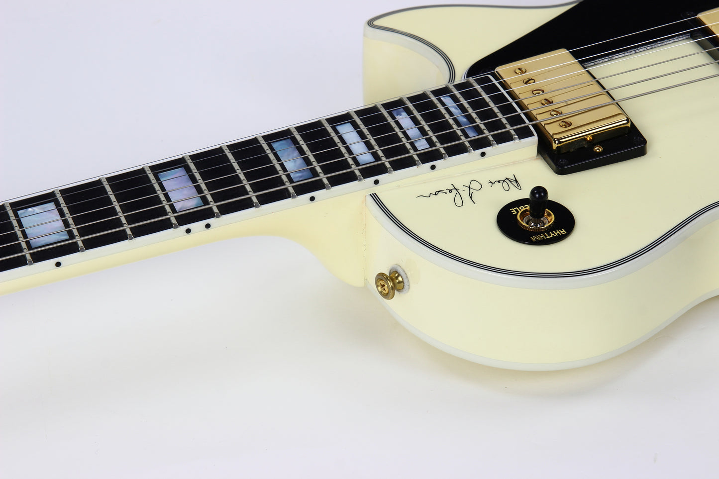 2017 Gibson Memphis Alex Lifeson Rush ES Les Paul Custom White Signature Model