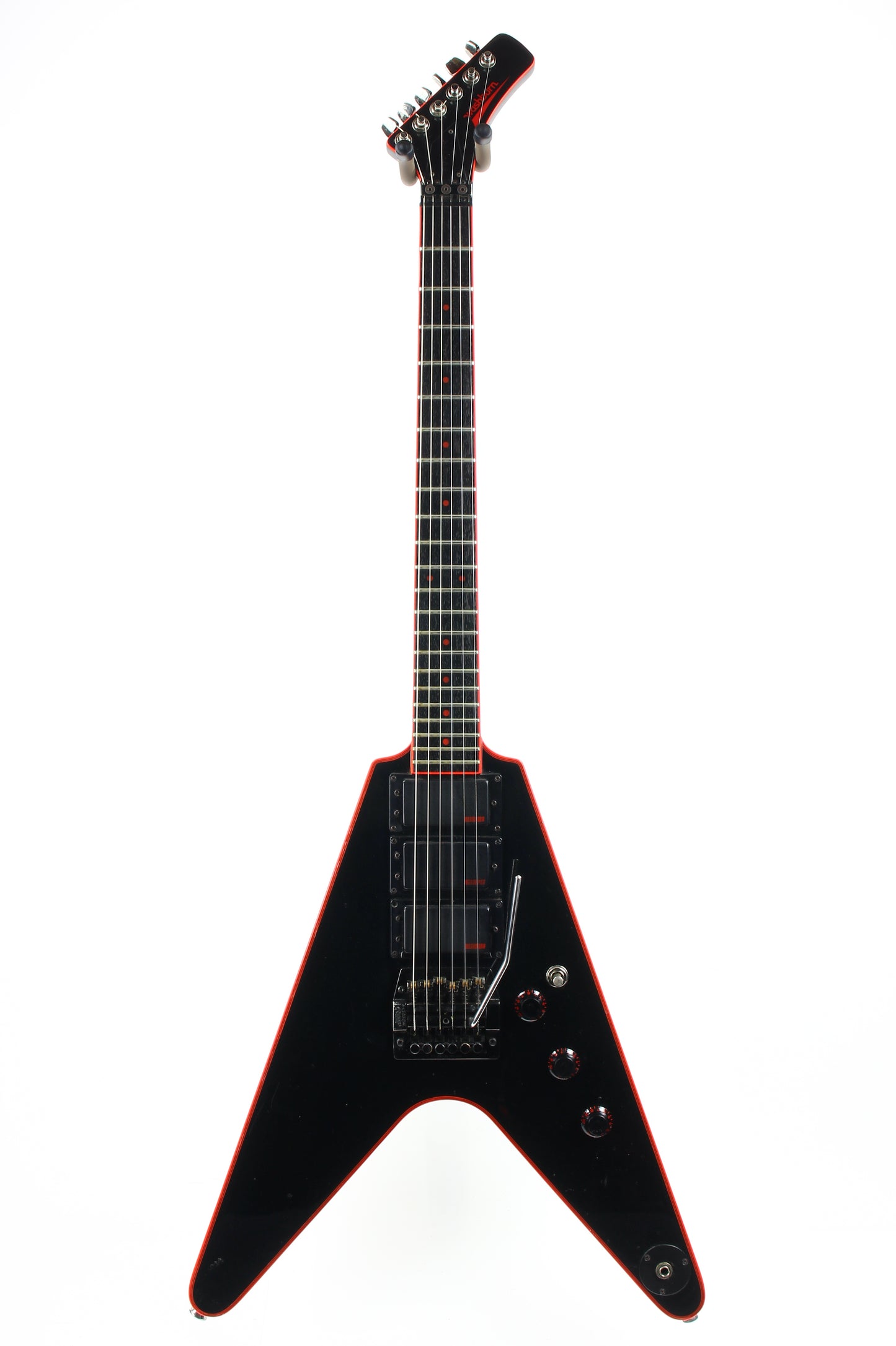 1984 Washburn FV-30V BBR Flying V Black w/ Red Binding Made in Japan | Set-Neck, 3 Humbuckers, MIJ, RARE!