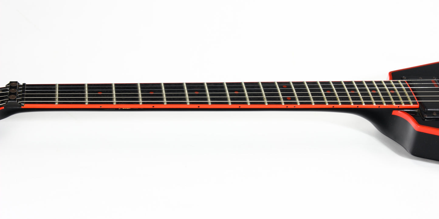 1984 Washburn FV-30V BBR Flying V Black w/ Red Binding Made in Japan | Set-Neck, 3 Humbuckers, MIJ, RARE!