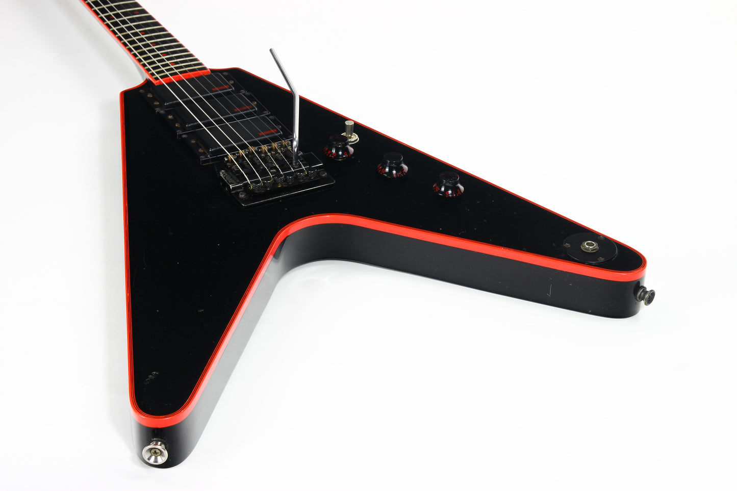 1984 Washburn FV-30V BBR Flying V Black w/ Red Binding Made in Japan | Set-Neck, 3 Humbuckers, MIJ, RARE!
