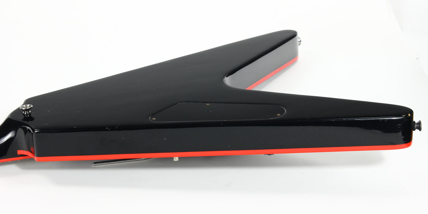 1984 Washburn FV-30V BBR Flying V Black w/ Red Binding Made in Japan | Set-Neck, 3 Humbuckers, MIJ, RARE!