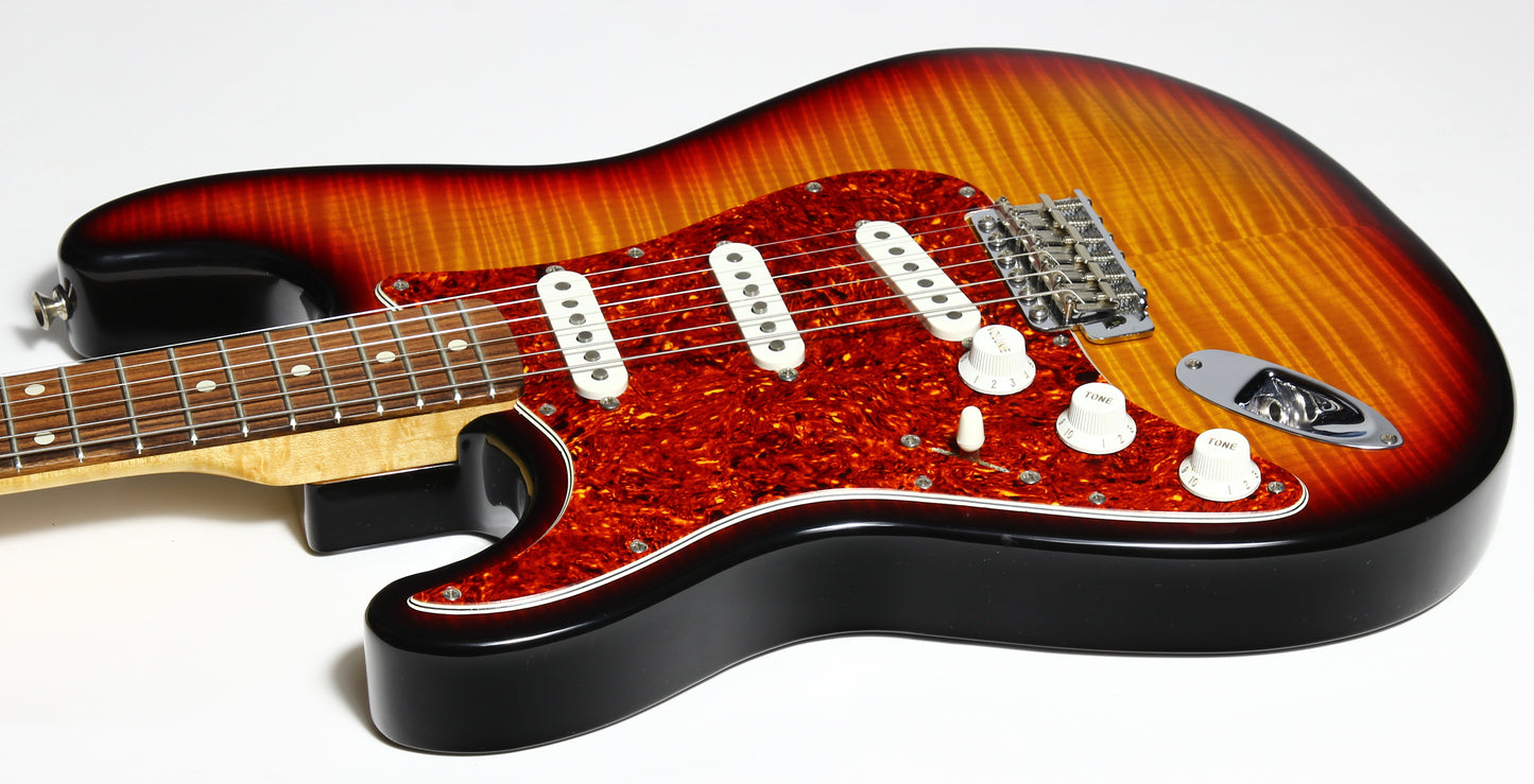 1992 Fender Custom Shop Masterbuilt Flametop Stratocaster | J.W. Black Sunburst Left-Handed strung Righty | One-of-a-Kind!