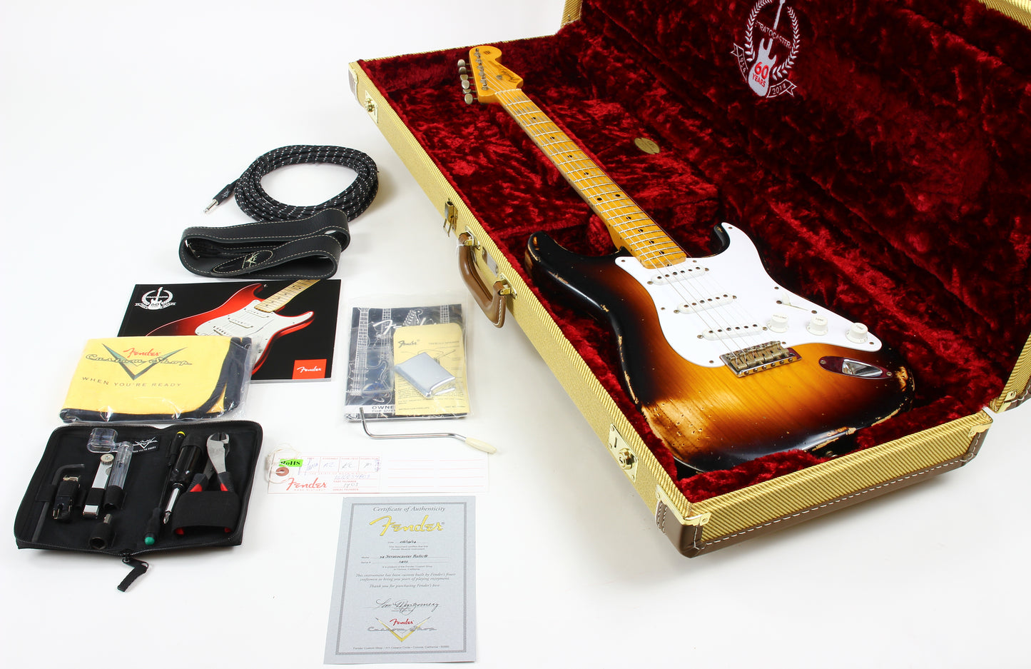 2014 Fender Custom Shop 60th Anniversary '54 Stratocaster Heavy Relic Sunburst 6.8 LBS!!!