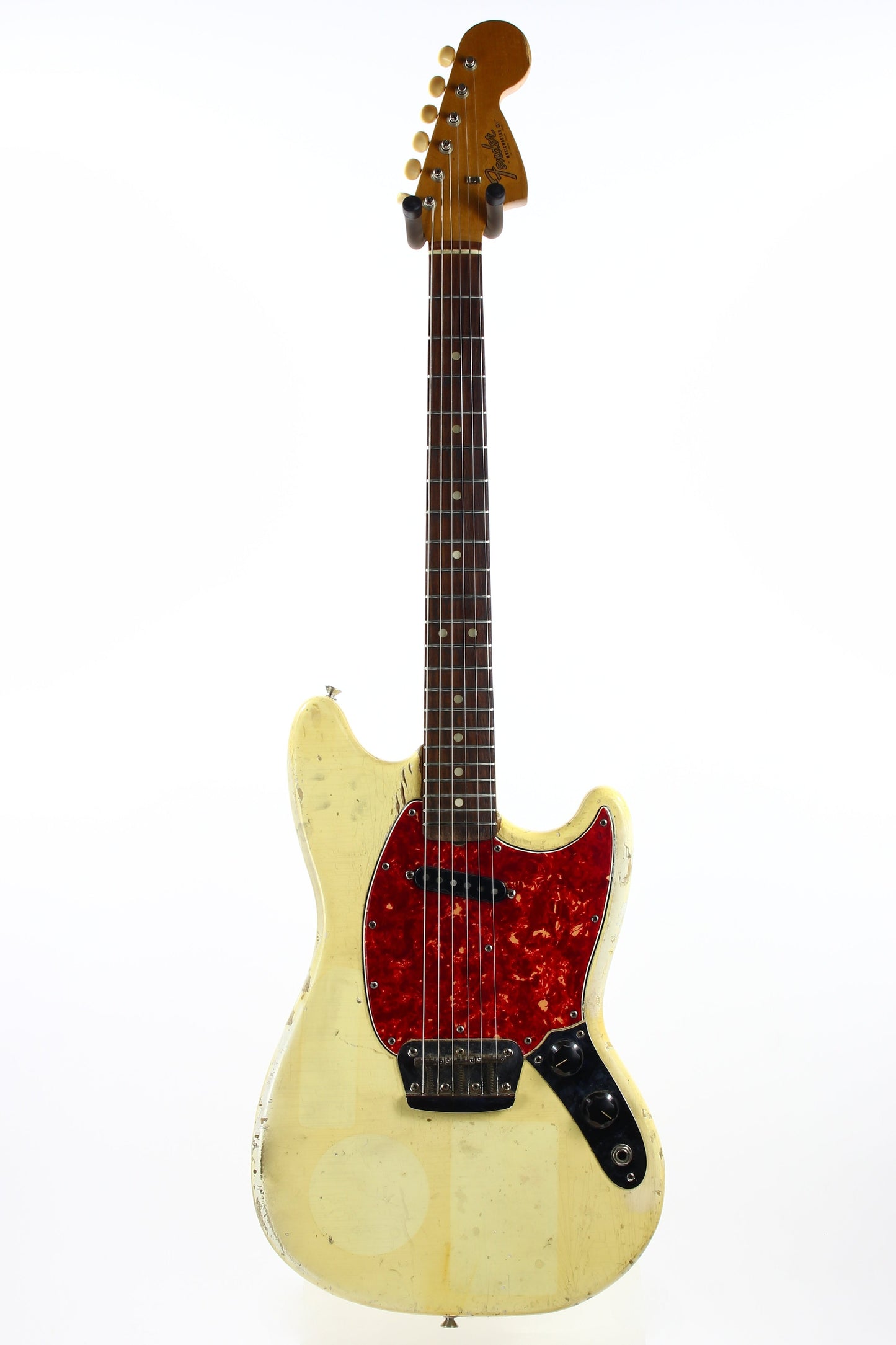 1965 Fender Slab Board Musicmaster II Olympic White - Tortoise Guard, Player-Grade, Plays Awesome!