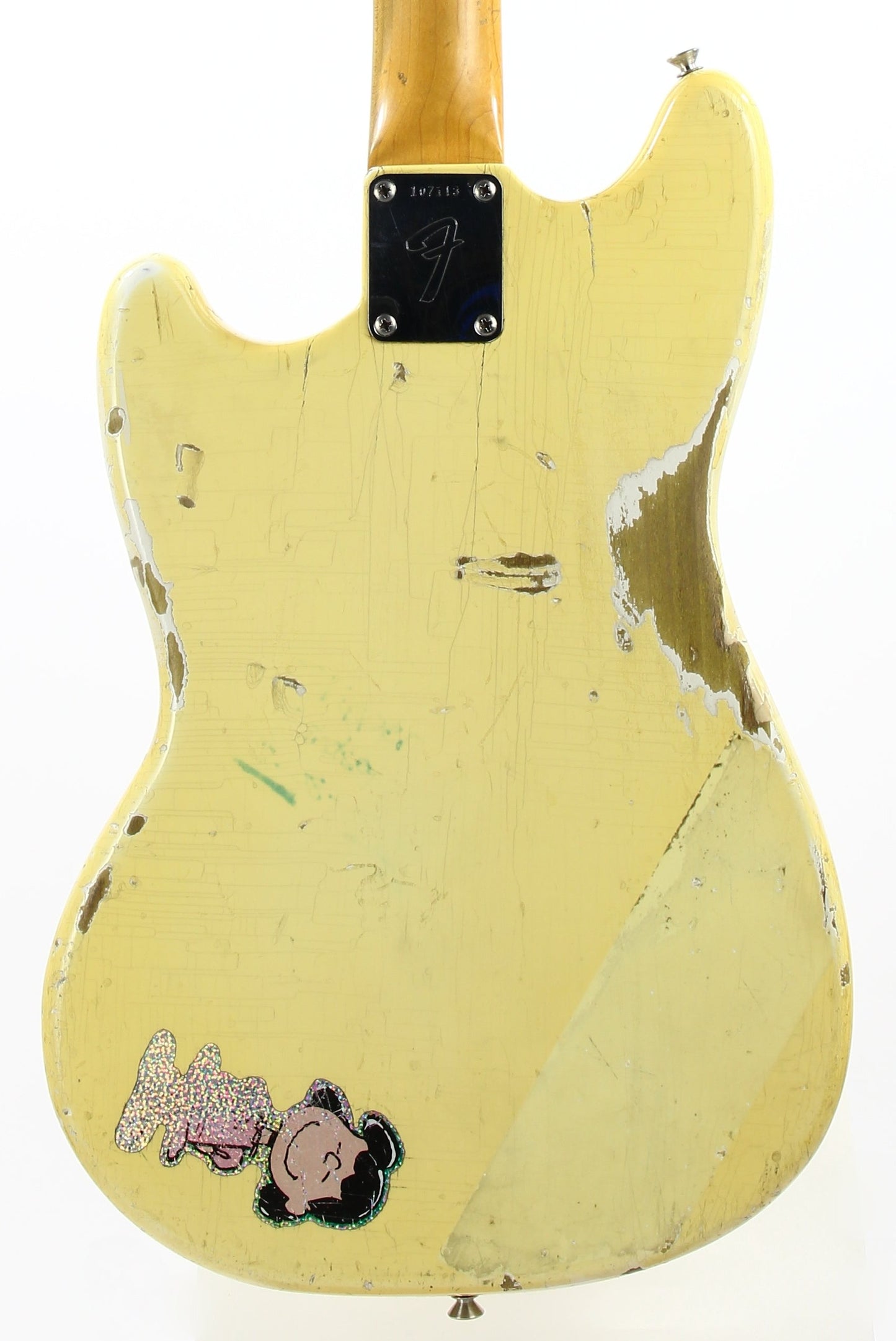 1965 Fender Slab Board Musicmaster II Olympic White - Tortoise Guard, Player-Grade, Plays Awesome!