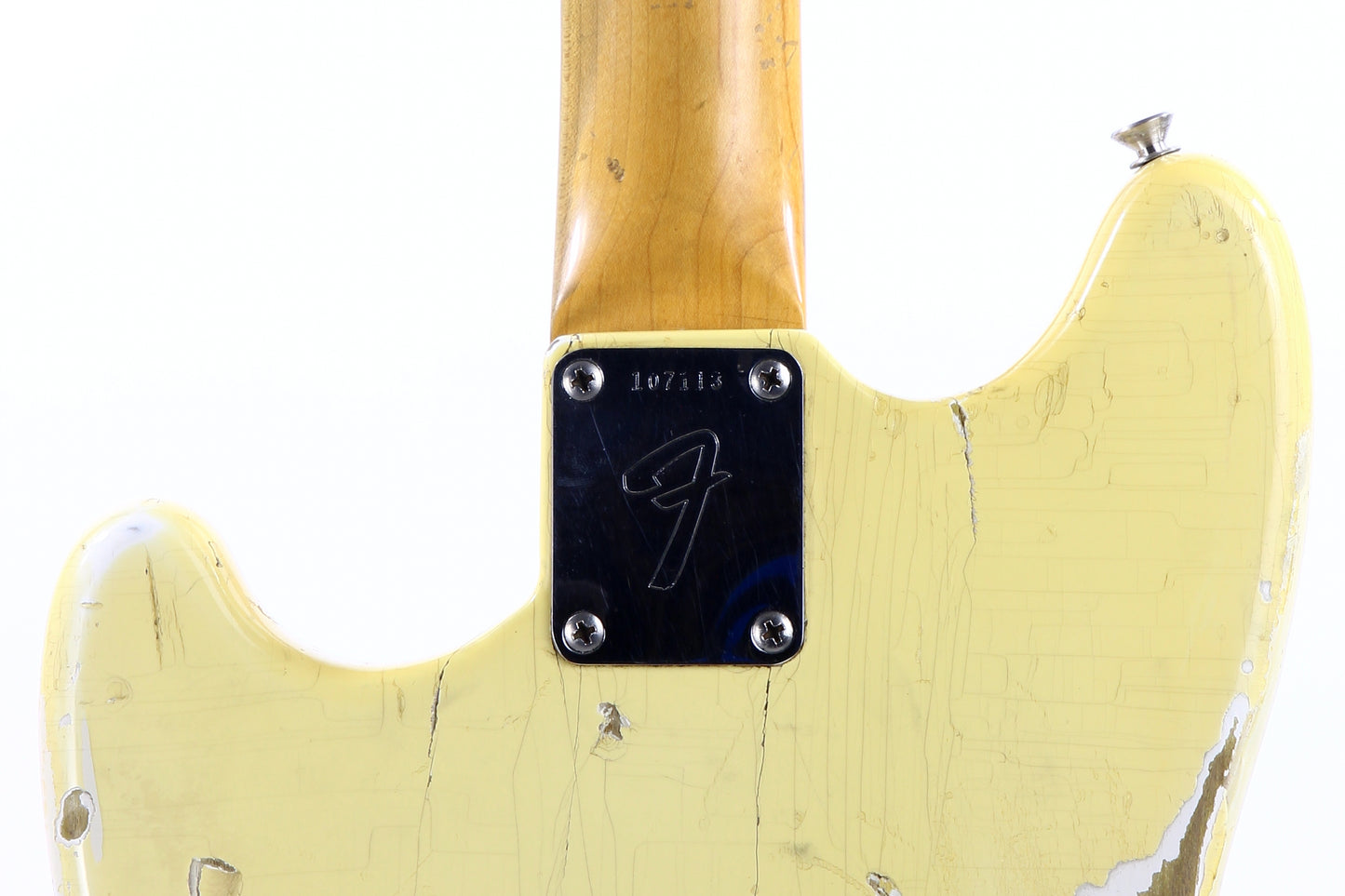 1965 Fender Slab Board Musicmaster II Olympic White - Tortoise Guard, Player-Grade, Plays Awesome!