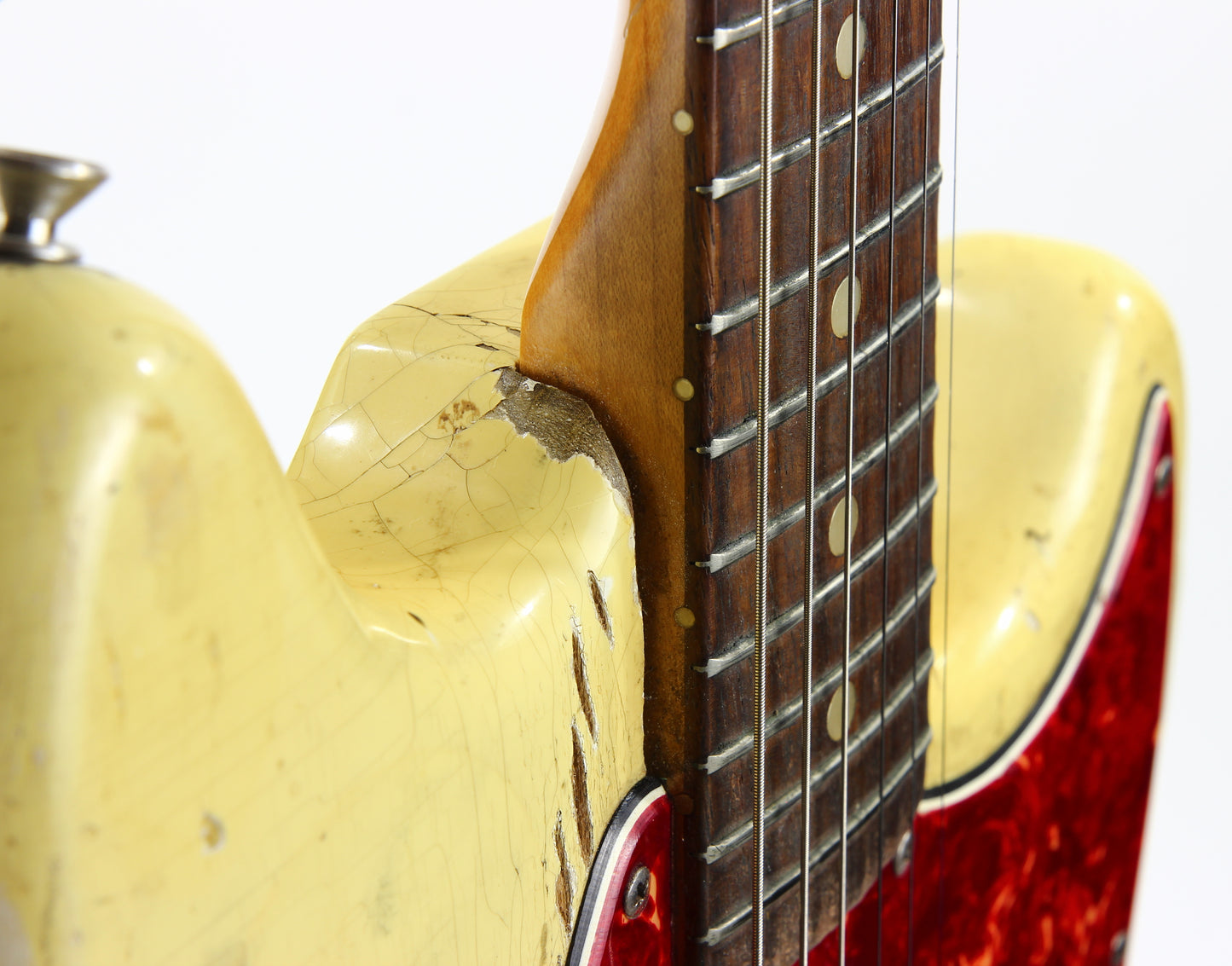 1965 Fender Slab Board Musicmaster II Olympic White - Tortoise Guard, Player-Grade, Plays Awesome!