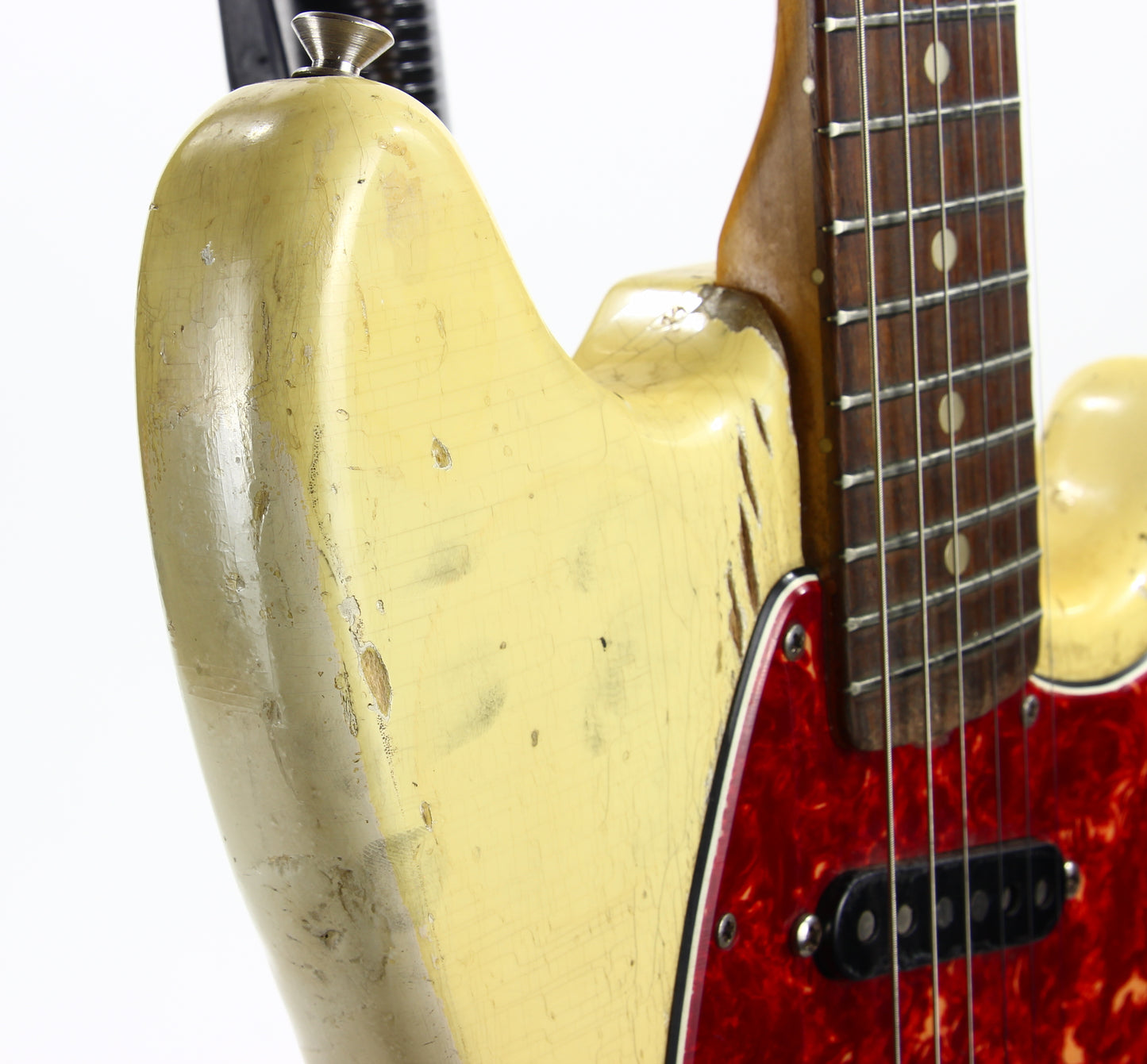 1965 Fender Slab Board Musicmaster II Olympic White - Tortoise Guard, Player-Grade, Plays Awesome!