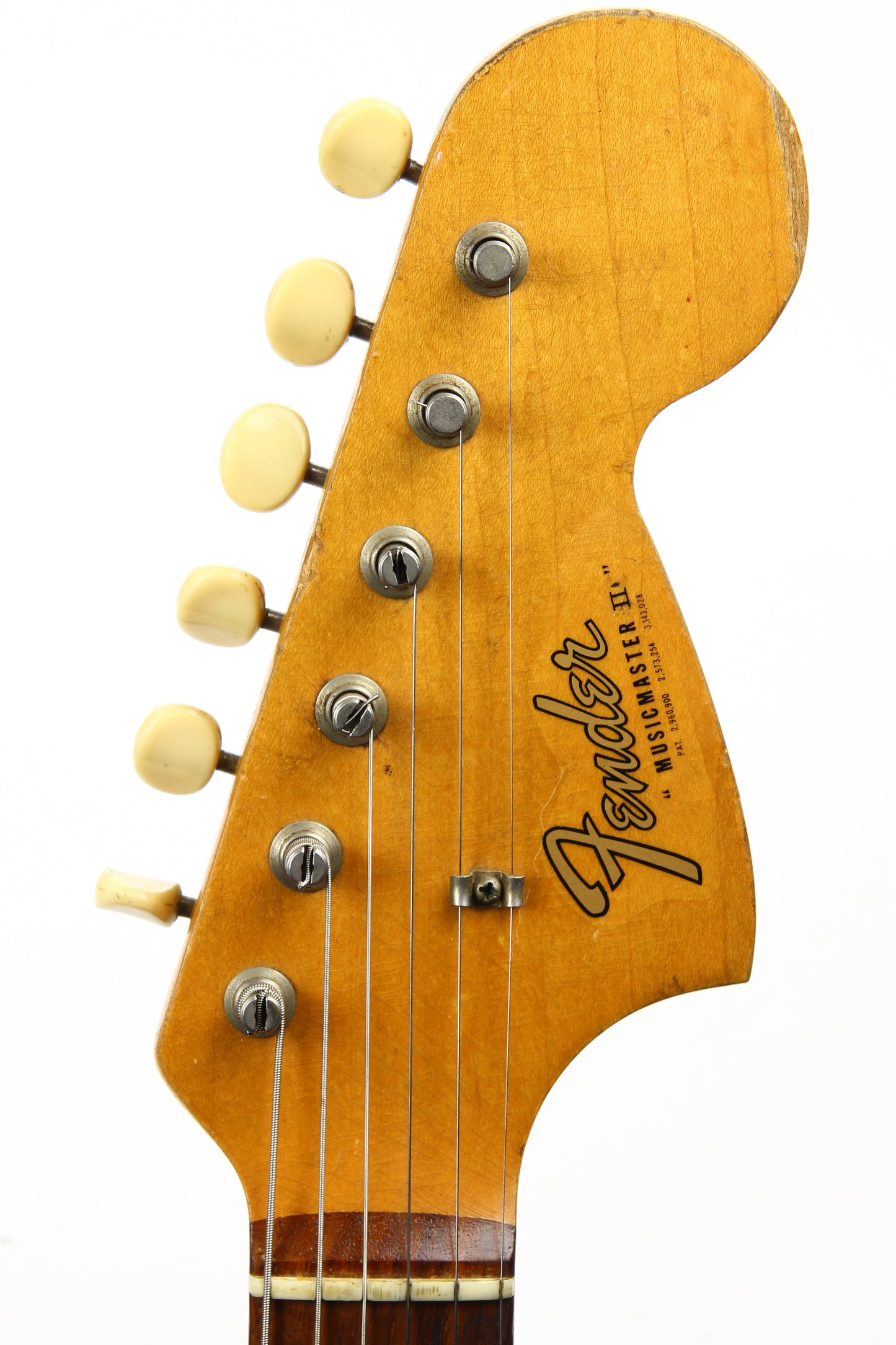 1965 Fender Slab Board Musicmaster II Olympic White - Tortoise Guard, Player-Grade, Plays Awesome!