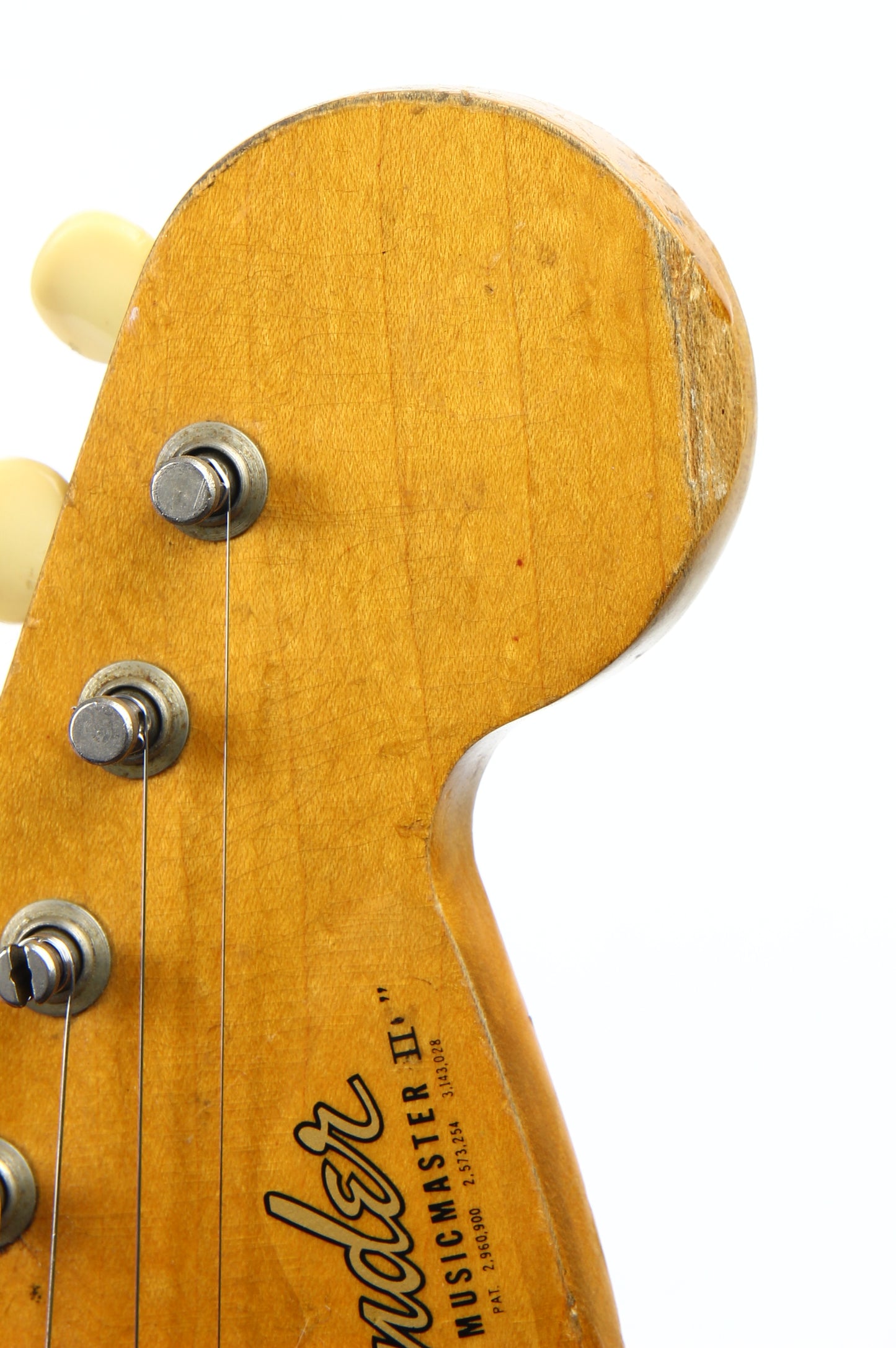 1965 Fender Slab Board Musicmaster II Olympic White - Tortoise Guard, Player-Grade, Plays Awesome!