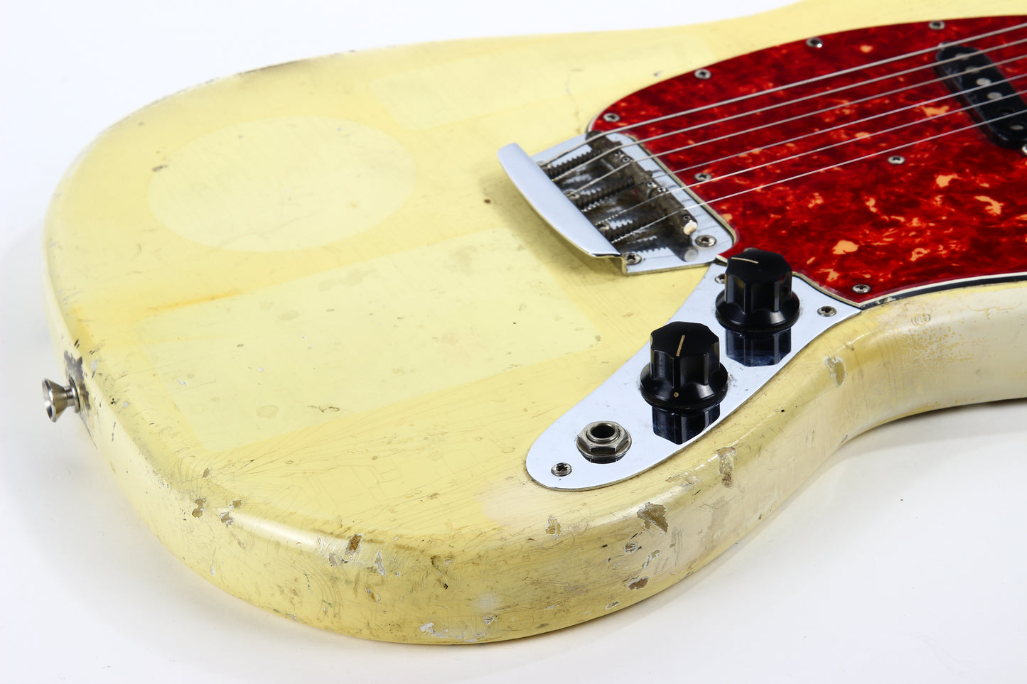 1965 Fender Slab Board Musicmaster II Olympic White - Tortoise Guard, Player-Grade, Plays Awesome!