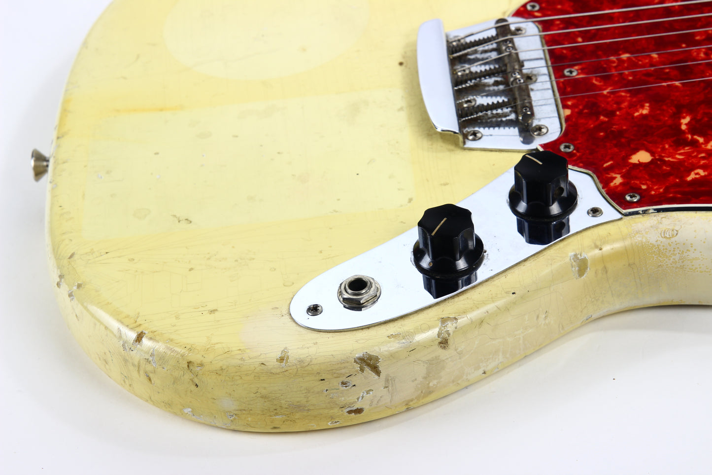 1965 Fender Slab Board Musicmaster II Olympic White - Tortoise Guard, Player-Grade, Plays Awesome!