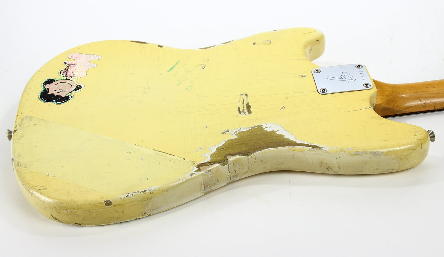 1965 Fender Slab Board Musicmaster II Olympic White - Tortoise Guard, Player-Grade, Plays Awesome!