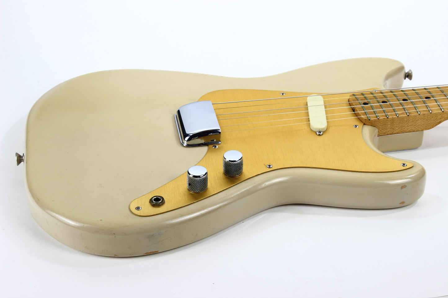 CLEAN 1959 Fender Musicmaster Desert Sand Tan, Gold Anodized Guard - ALL-ORIGINAL, Pre-CBS Vintage, duo sonic