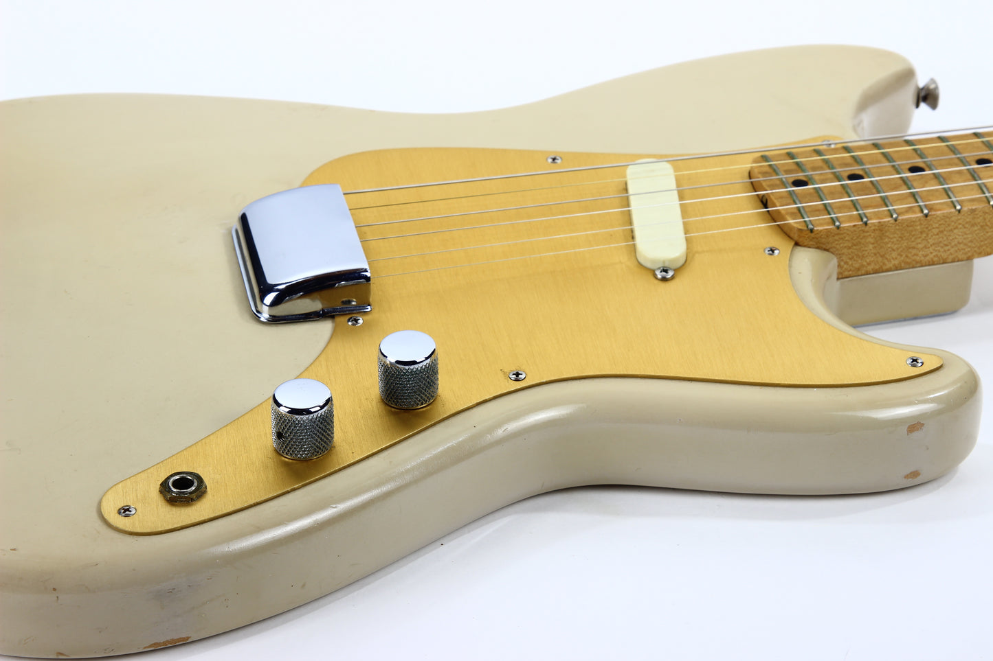 CLEAN 1959 Fender Musicmaster Desert Sand Tan, Gold Anodized Guard - ALL-ORIGINAL, Pre-CBS Vintage, duo sonic