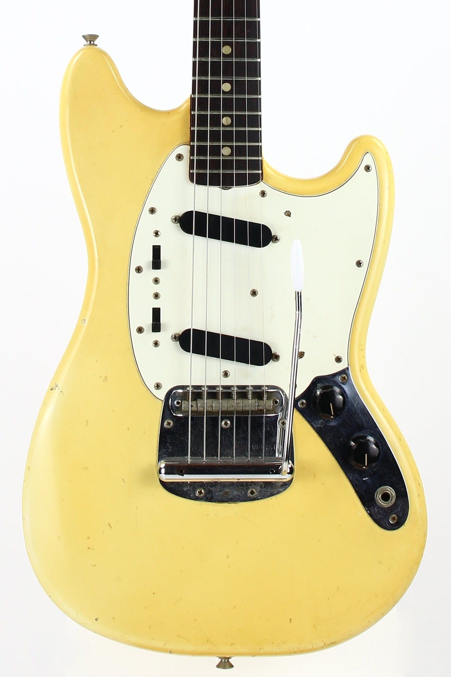 1975 Fender Mustang Olympic White Vintage Electric Guitar - Rosewood Board, 1970's, duo sonic w/ Tremolo!