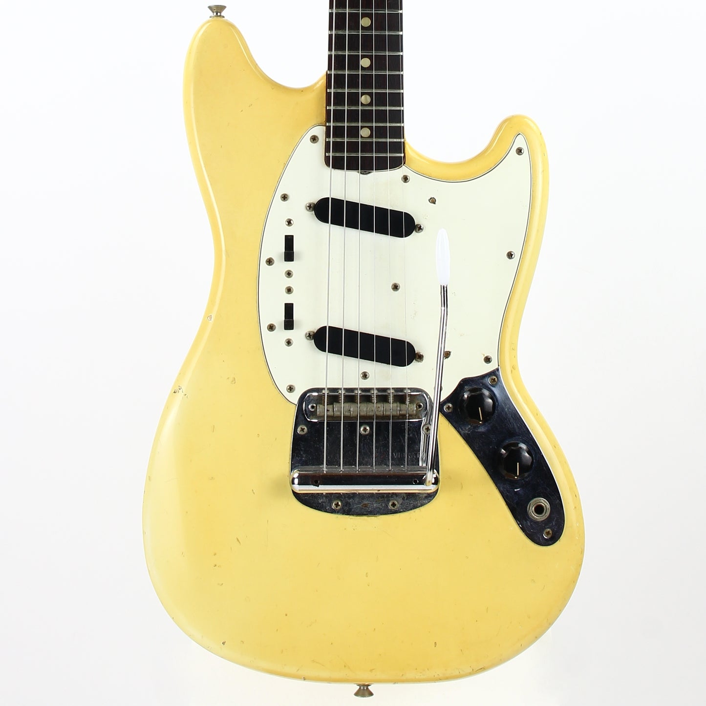 1975 Fender Mustang Olympic White Vintage Electric Guitar - Rosewood Board, 1970's, duo sonic w/ Tremolo!