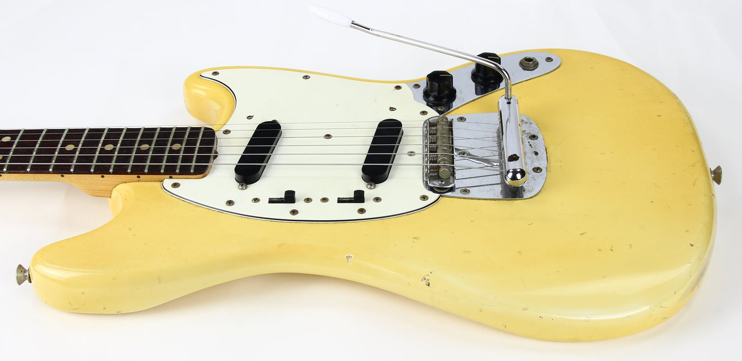 1975 Fender Mustang Olympic White Vintage Electric Guitar - Rosewood Board, 1970's, duo sonic w/ Tremolo!