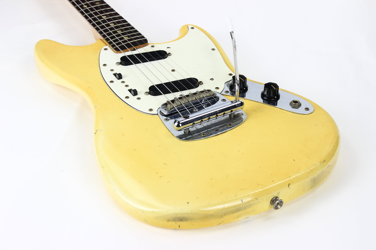 1975 Fender Mustang Olympic White Vintage Electric Guitar - Rosewood Board, 1970's, duo sonic w/ Tremolo!