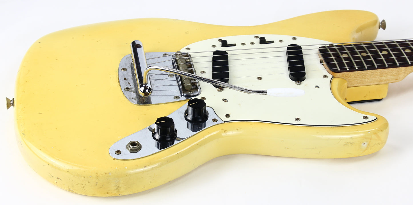 1975 Fender Mustang Olympic White Vintage Electric Guitar - Rosewood Board, 1970's, duo sonic w/ Tremolo!