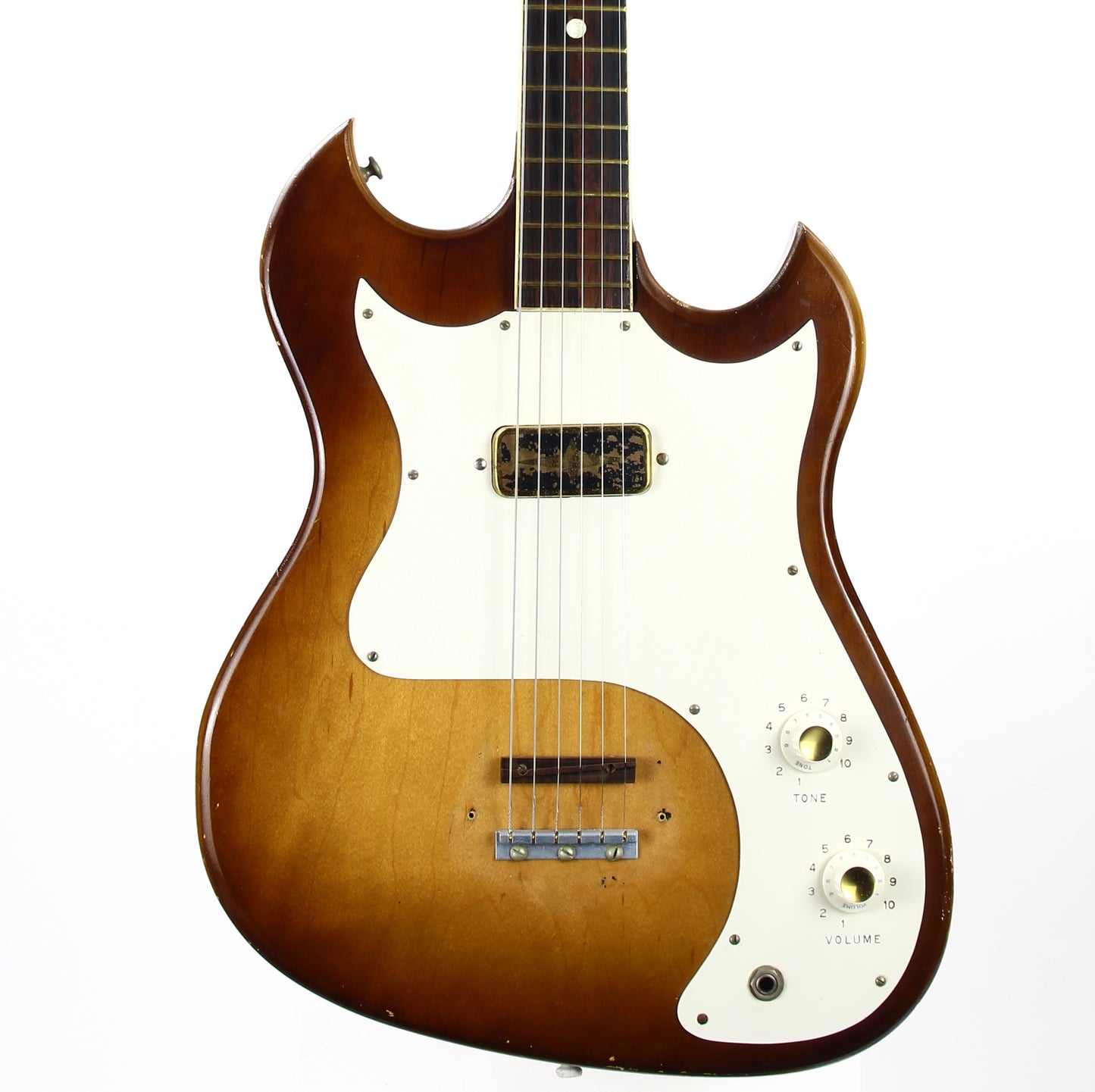 1960s Custom Kraft Kay Vanguard Sunburst USA - 1-Pickup, Vintage Catalog Guitar! Harmony Silvertone, Brazilian Rosewood board