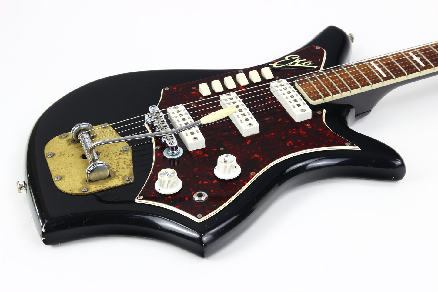 1962 EKO 700 3V Vintage Made in Italy Guitar RARE BLACK Tortoise Guard