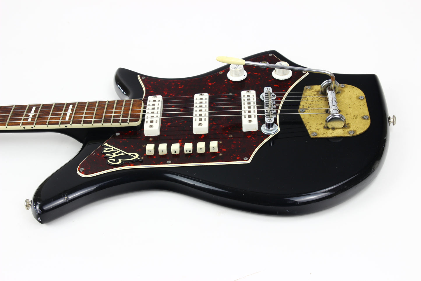 1962 EKO 700 3V Vintage Made in Italy Guitar RARE BLACK Tortoise Guard