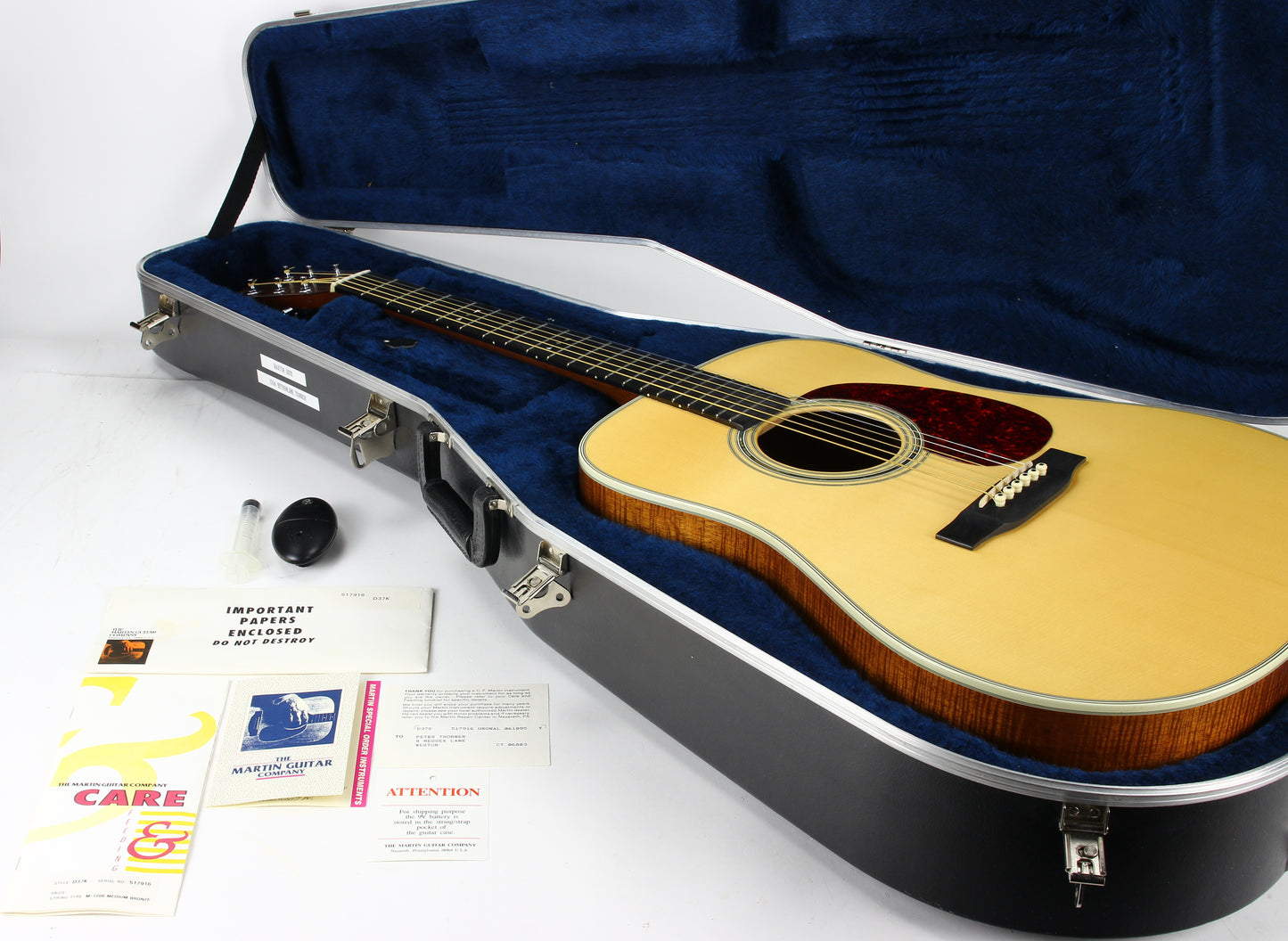 MINTY! 1992 Martin D-37K Highly Figured Hawaiian Koa Dreadnought Acoustic Guitar One Owner! - d28 d45 d35
