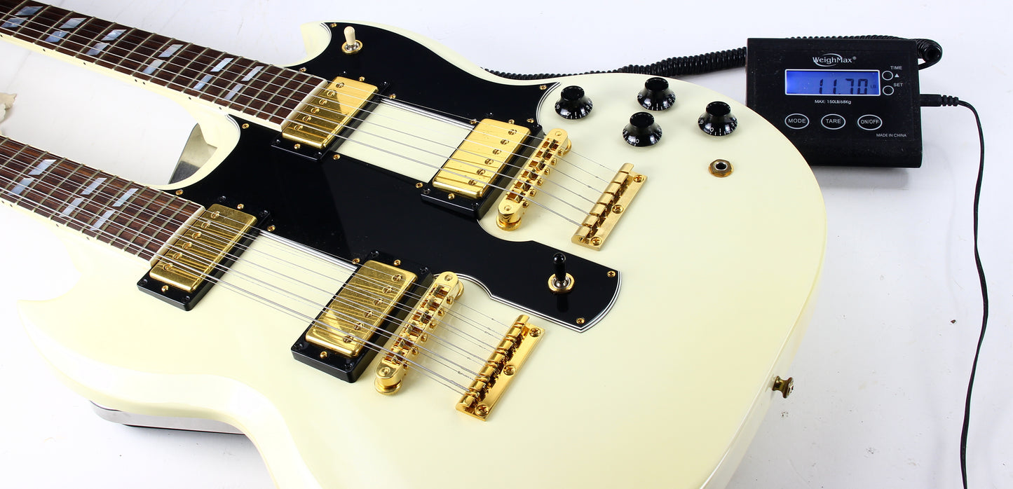 CLEAN 2001 Gibson EDS-1275 Double neck SG Alpine White 6/12 - Don Felder Alex Lifeson Jimmy Page Vibes