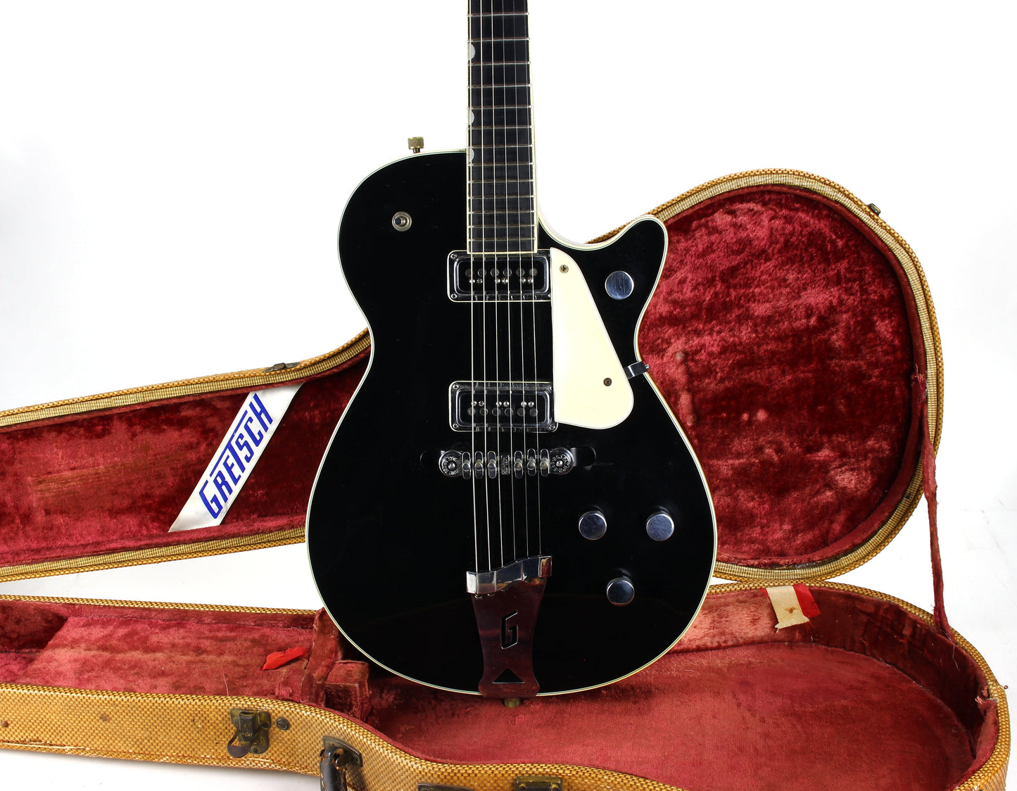 1955 Gretsch Duo Jet Black Vintage Electric Guitar w/ Tweed Case - Original Black Nitron Drum Wrap Top!