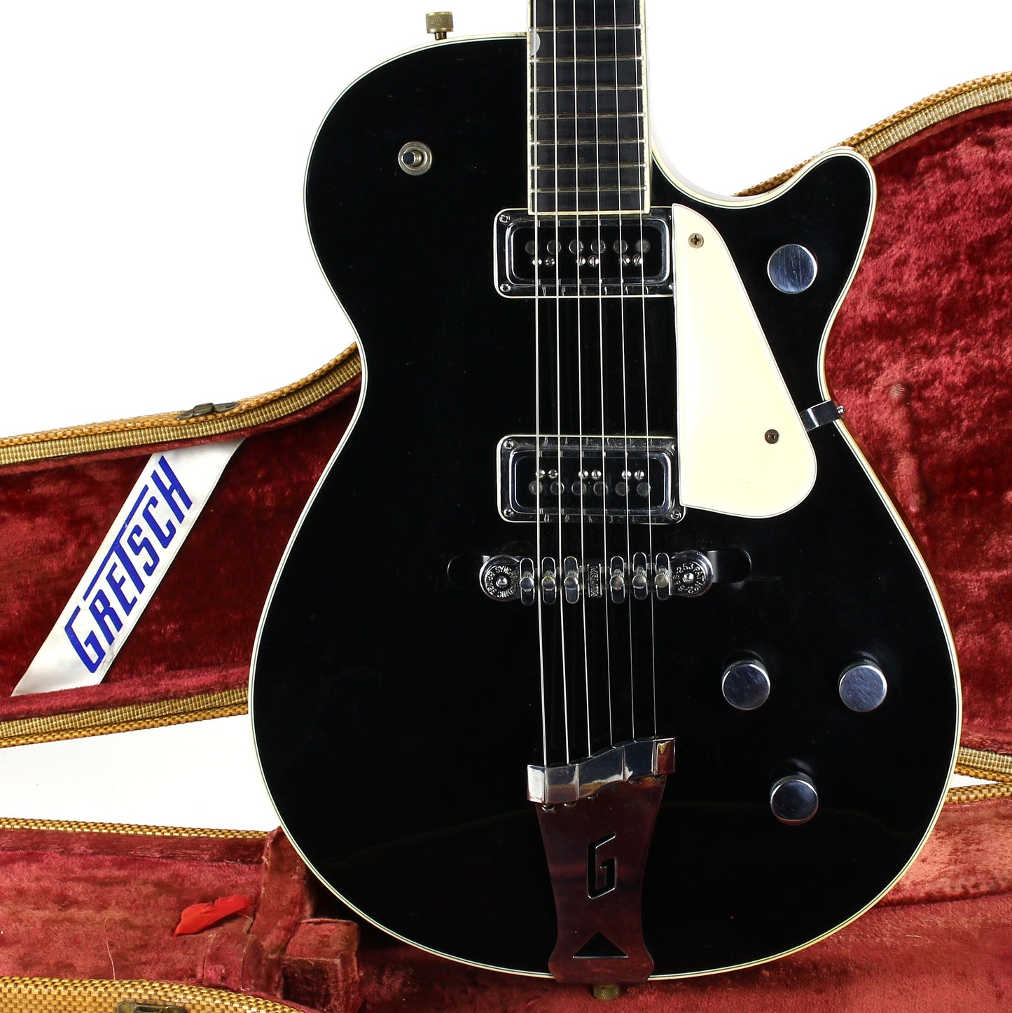 1955 Gretsch Duo Jet Black Vintage Electric Guitar w/ Tweed Case - Original Black Nitron Drum Wrap Top!