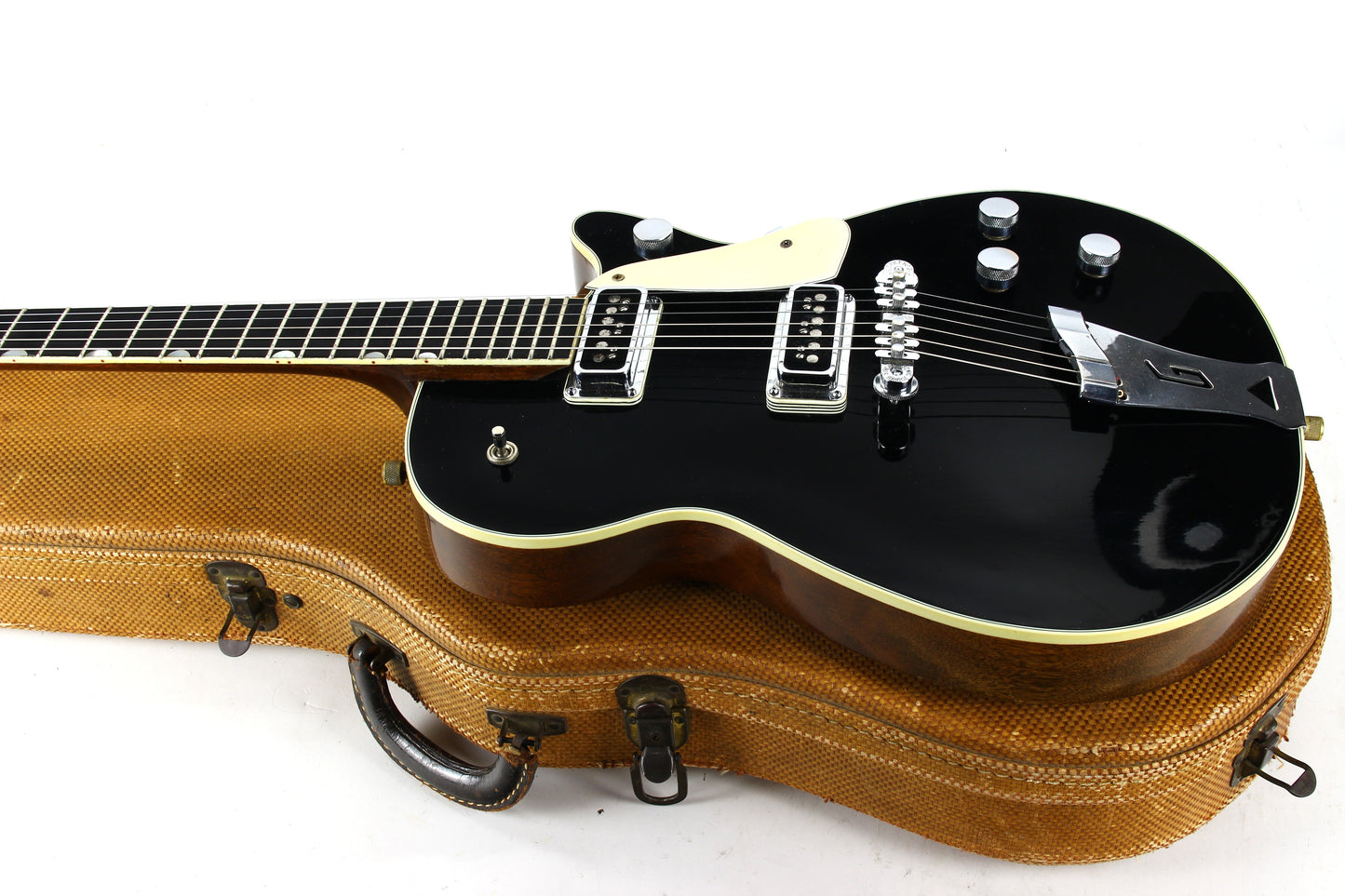 1955 Gretsch Duo Jet Black Vintage Electric Guitar w/ Tweed Case - Original Black Nitron Drum Wrap Top!