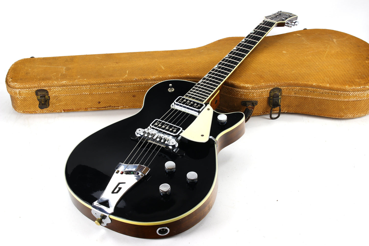 1955 Gretsch Duo Jet Black Vintage Electric Guitar w/ Tweed Case - Original Black Nitron Drum Wrap Top!