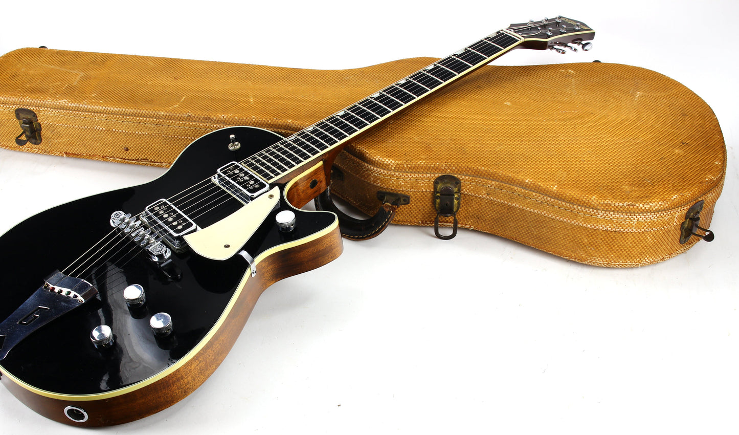 1955 Gretsch Duo Jet Black Vintage Electric Guitar w/ Tweed Case - Original Black Nitron Drum Wrap Top!