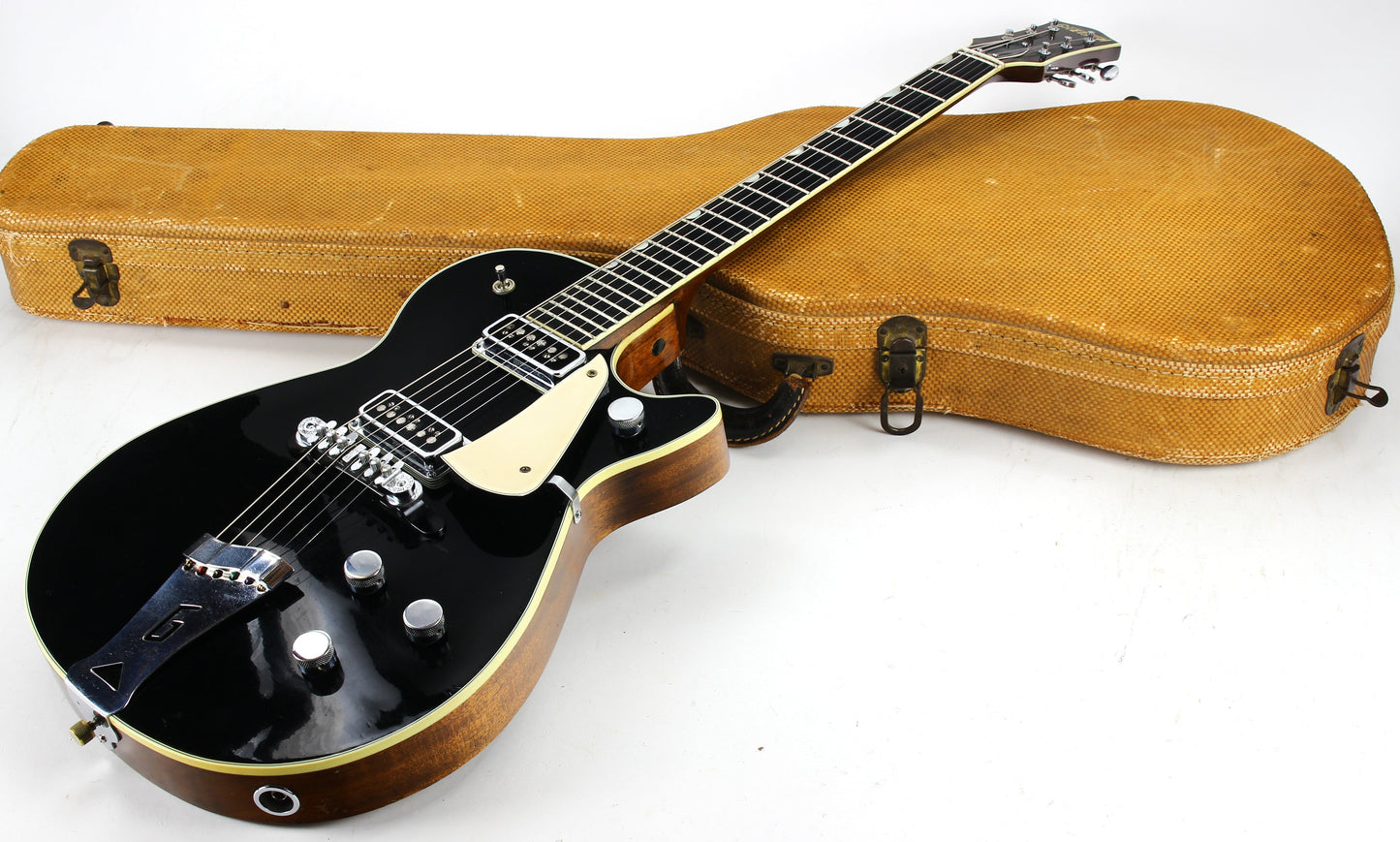1955 Gretsch Duo Jet Black Vintage Electric Guitar w/ Tweed Case - Original Black Nitron Drum Wrap Top!