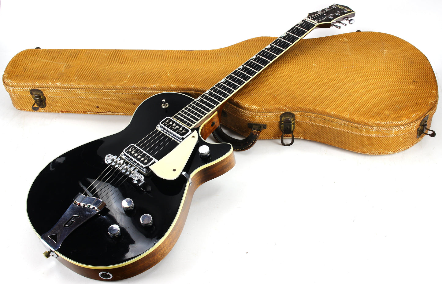 1955 Gretsch Duo Jet Black Vintage Electric Guitar w/ Tweed Case - Original Black Nitron Drum Wrap Top!