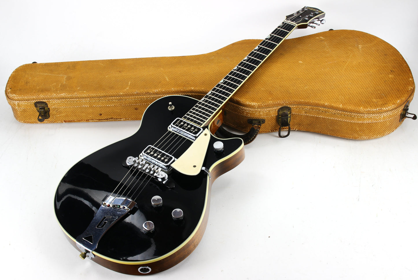 1955 Gretsch Duo Jet Black Vintage Electric Guitar w/ Tweed Case - Original Black Nitron Drum Wrap Top!