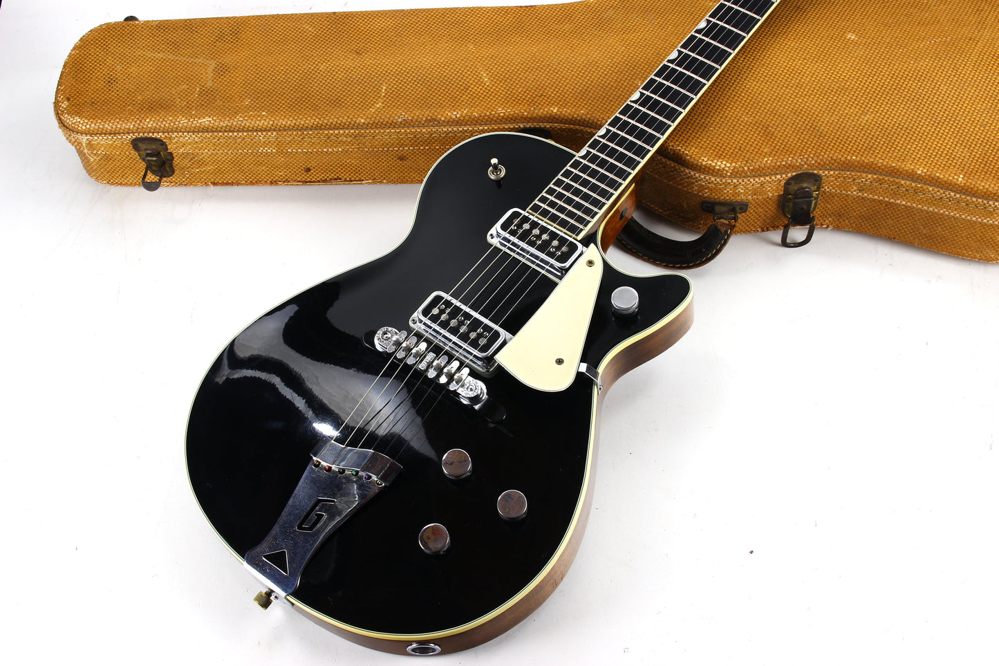 1955 Gretsch Duo Jet Black Vintage Electric Guitar w/ Tweed Case - Original Black Nitron Drum Wrap Top!