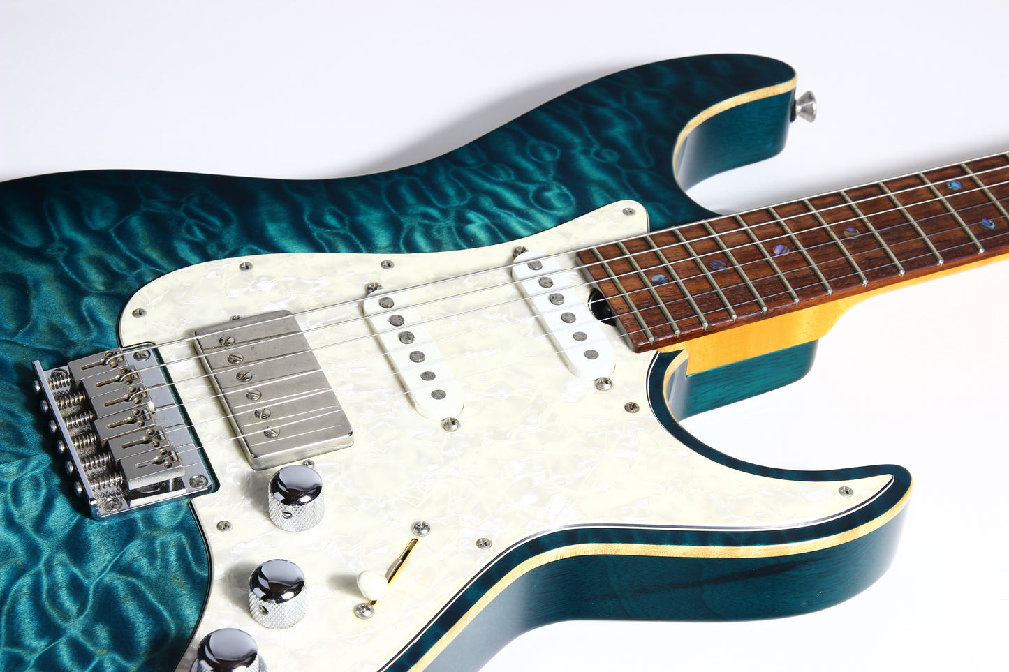 2003 Don Grosh USA Custom BENT TOP Tom Holmes Humbuckers & Piezo | Artist-Owned, Quilt Top, Matching Headstock